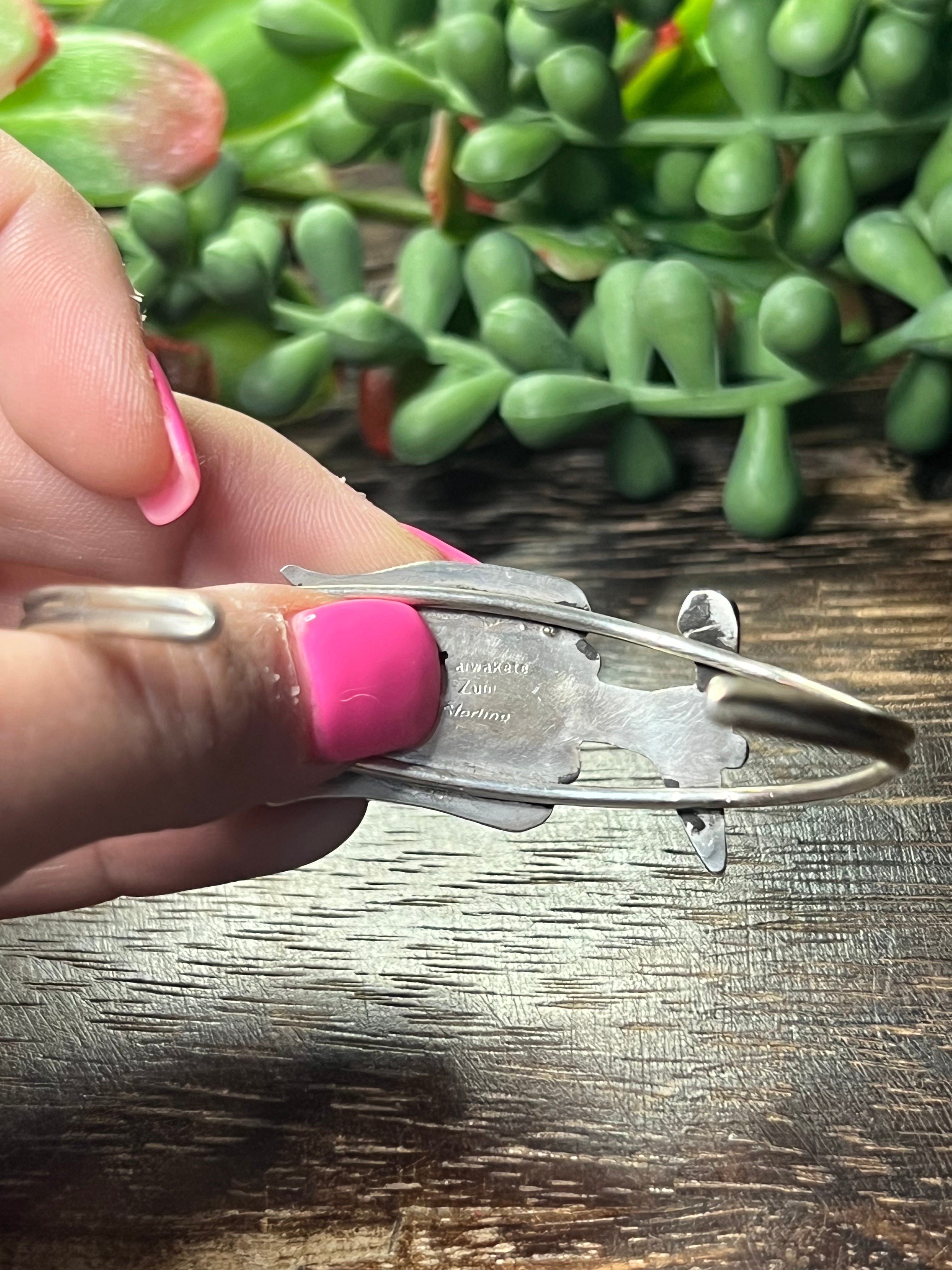 Zuni Made Multi Stone & Sterling Silver Thunderbird Cuff Bracelet