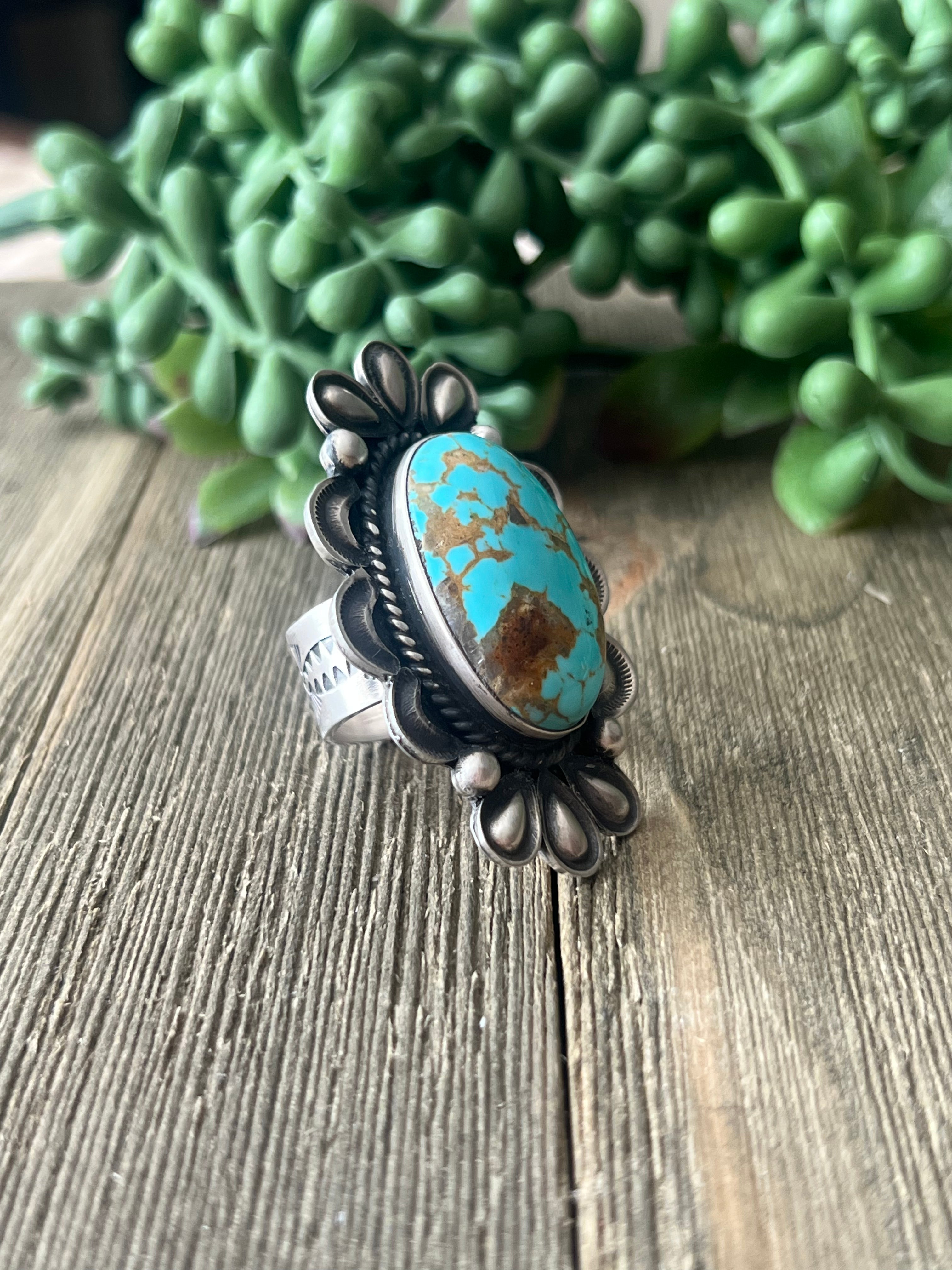 Alex Sanchez Royston Turquoise & Sterling Silver Adjustable Ring