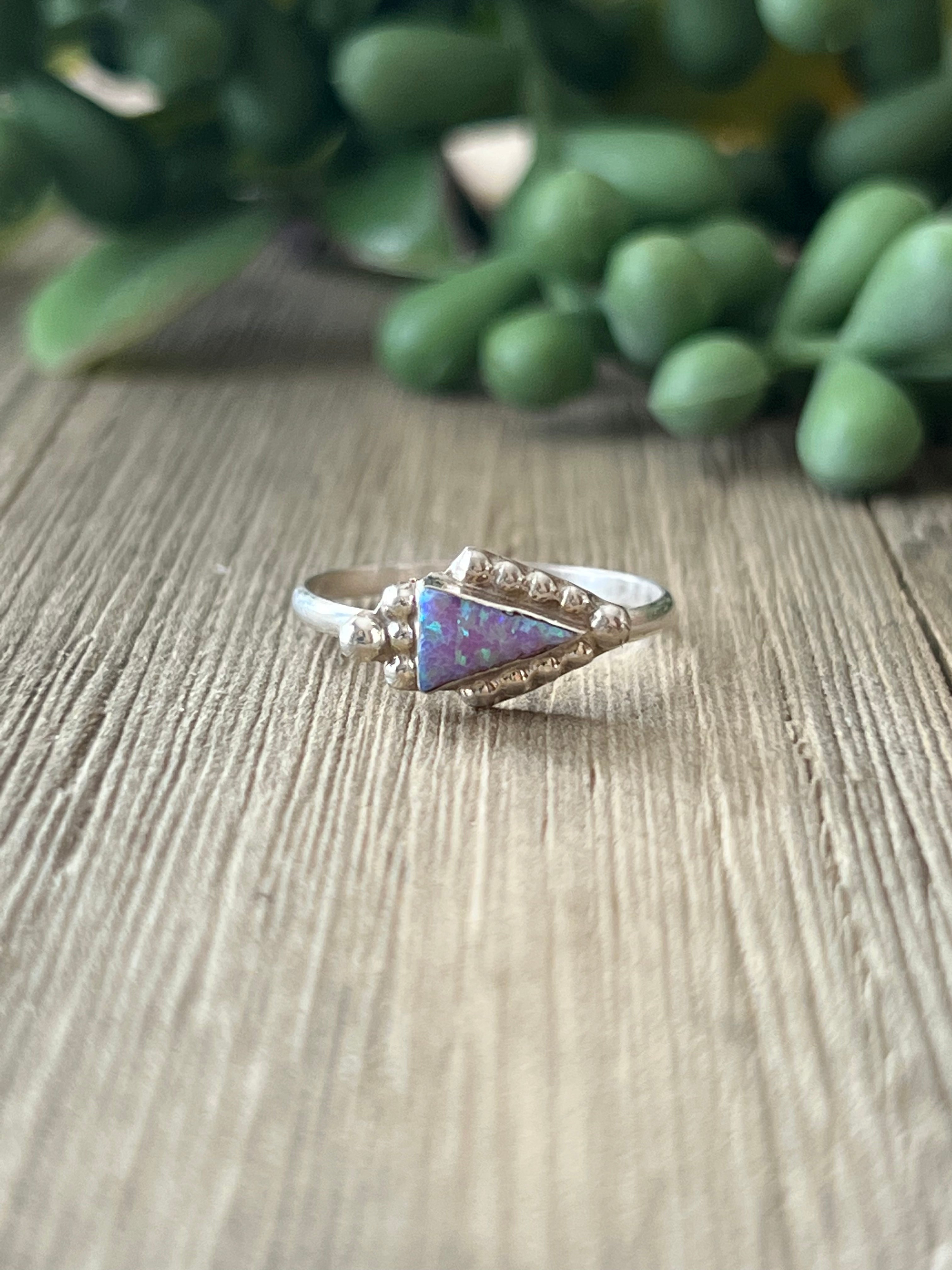 Zuni Made Opal(Man-Made) & Sterling Silver Arrow Ring