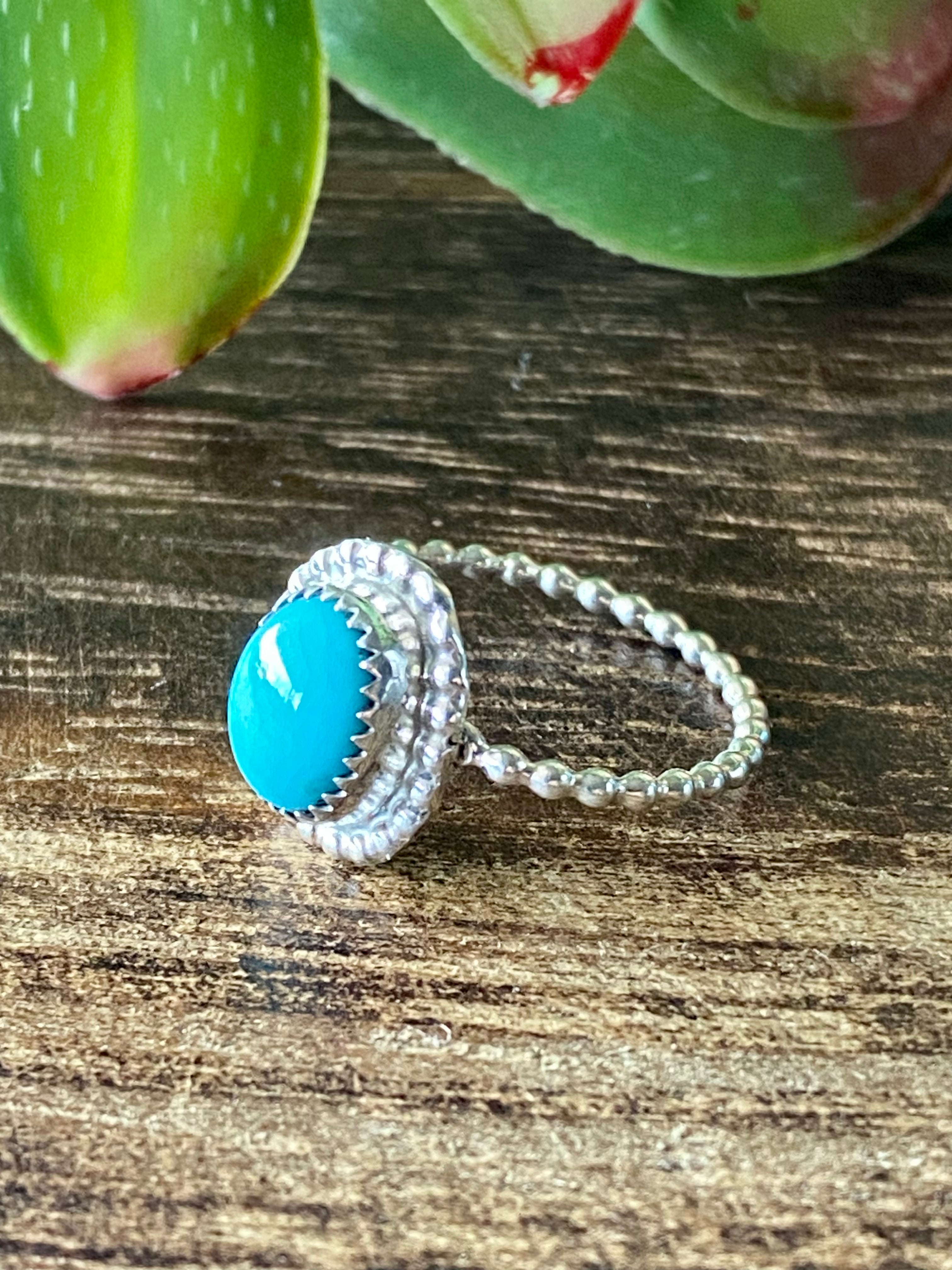 Navajo Made Kingman Turquoise & Sterling Silver Rings