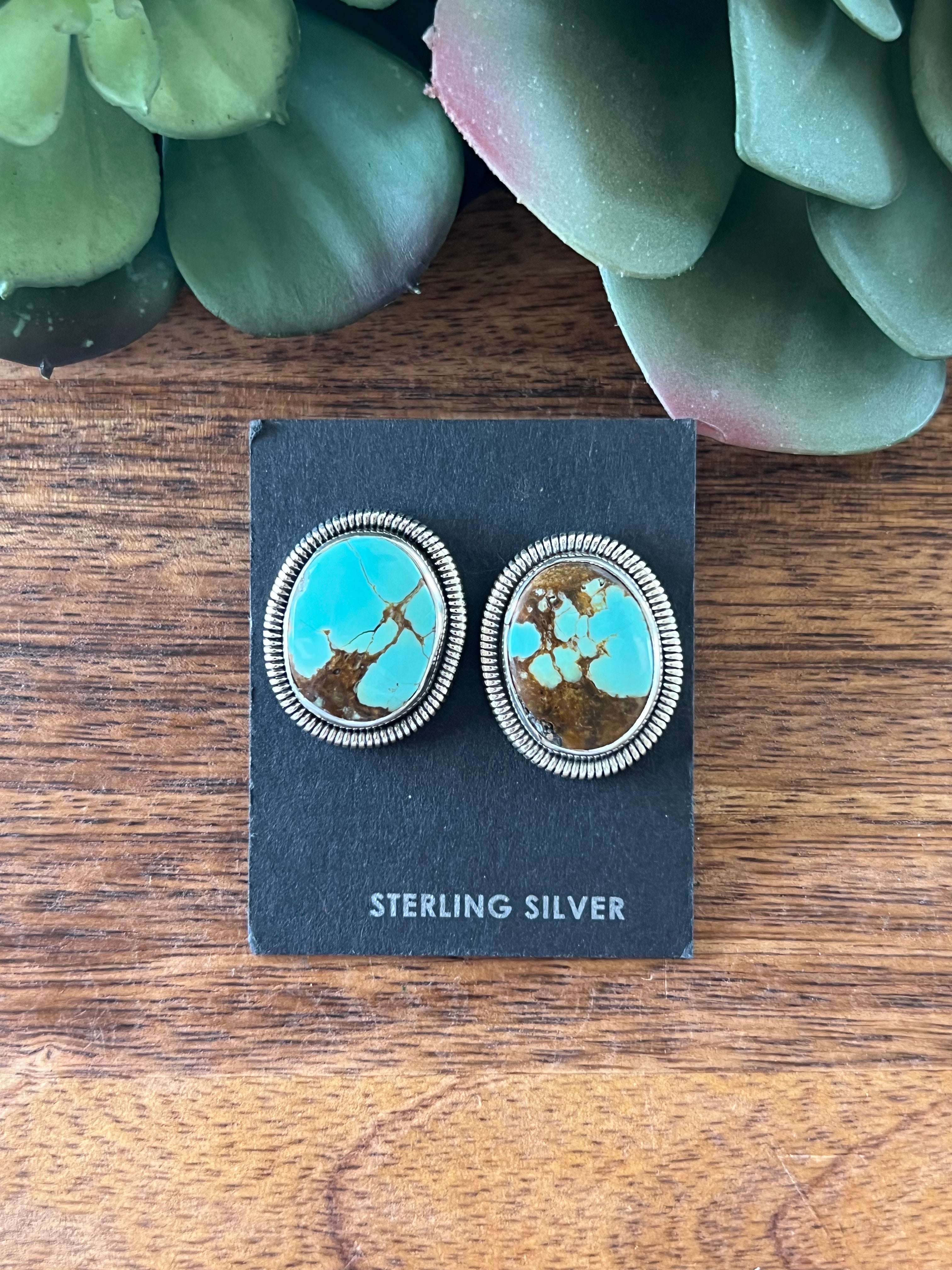 Wydelle Billie #8 Turquoise & Sterling Silver Post Earrings