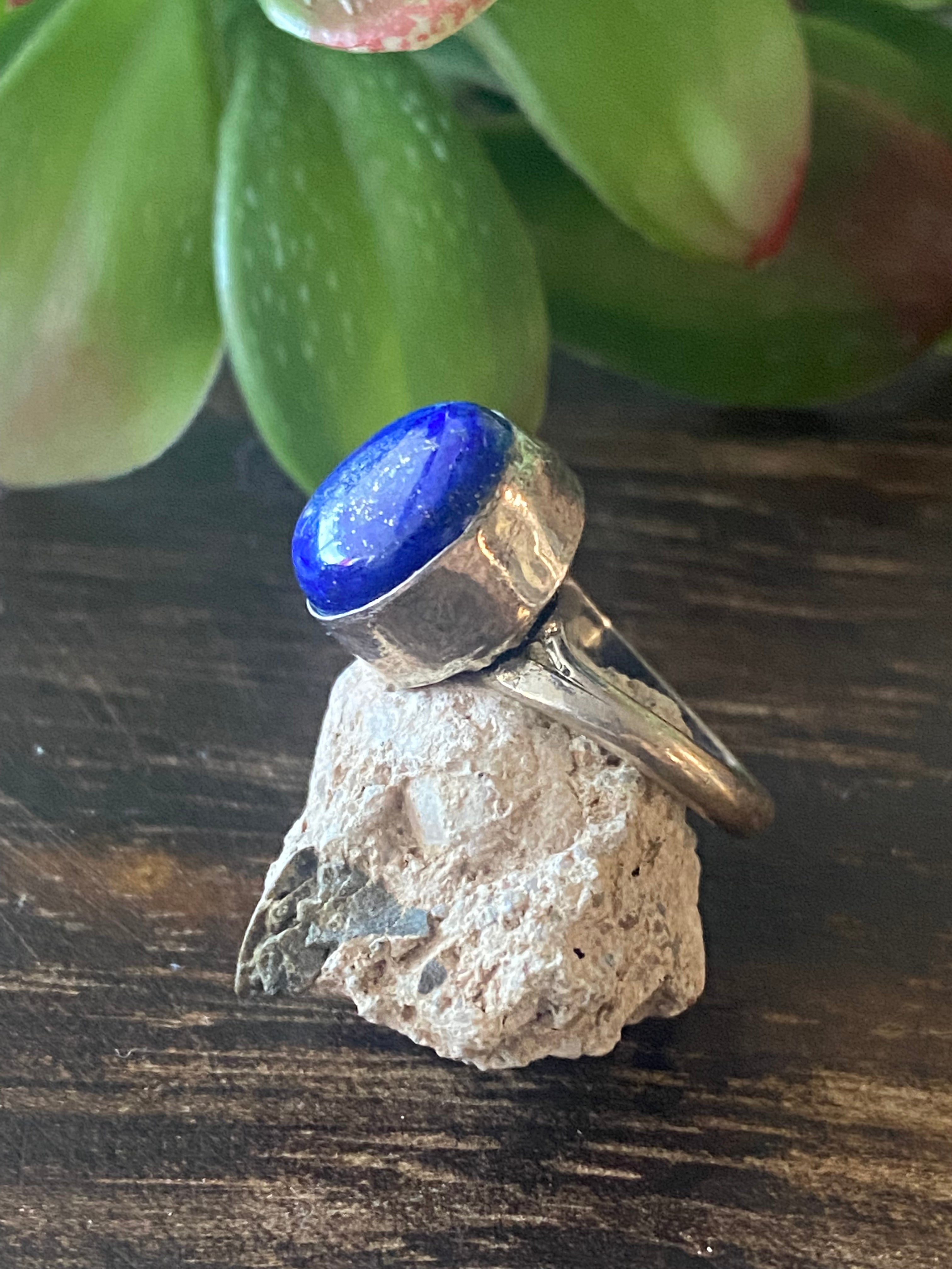 Navajo Made Lapis & Sterling Silver Ring Size 5.25