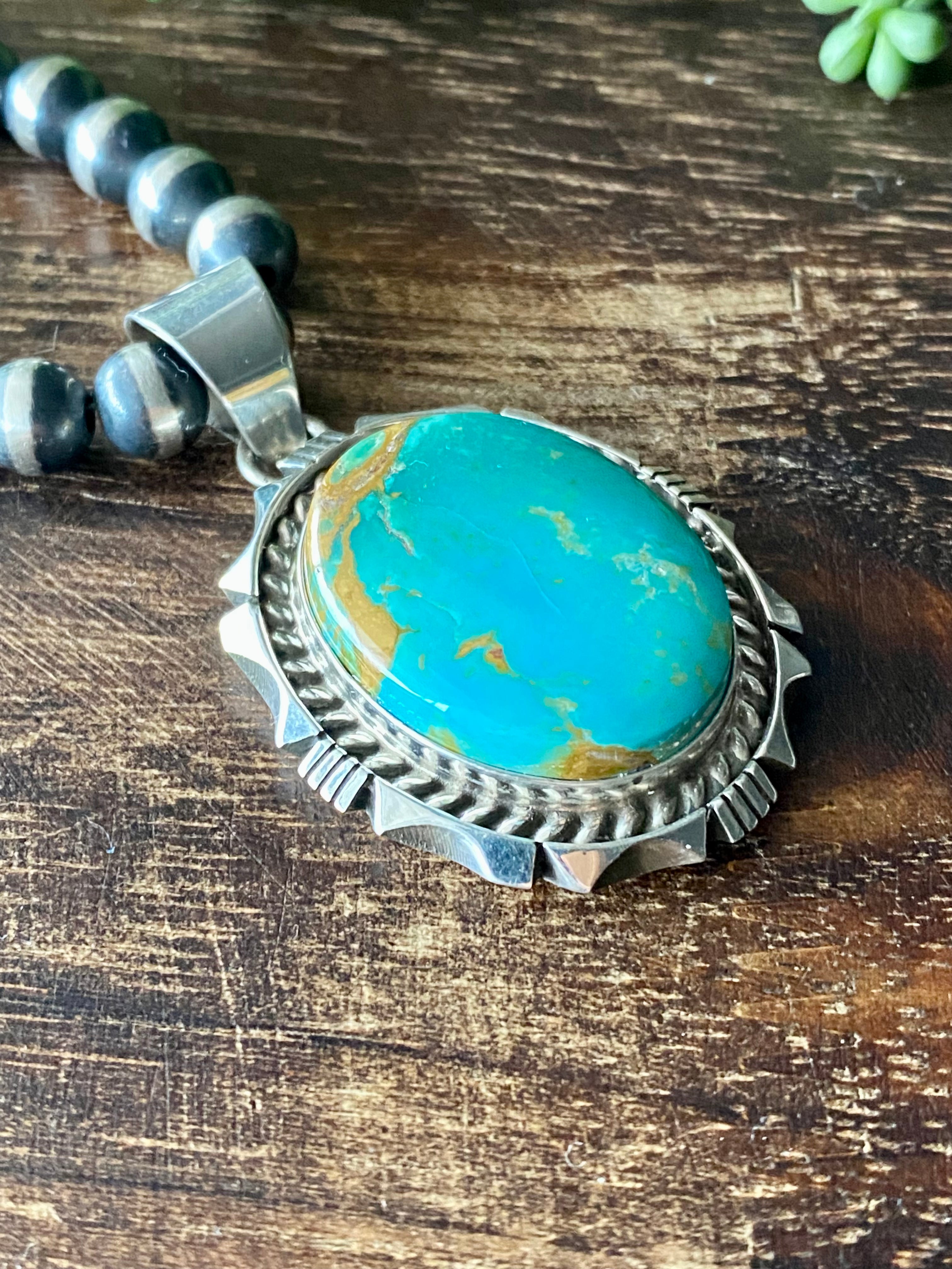 Eddie Secatero Royston Turquoise & Sterling Silver Pendant