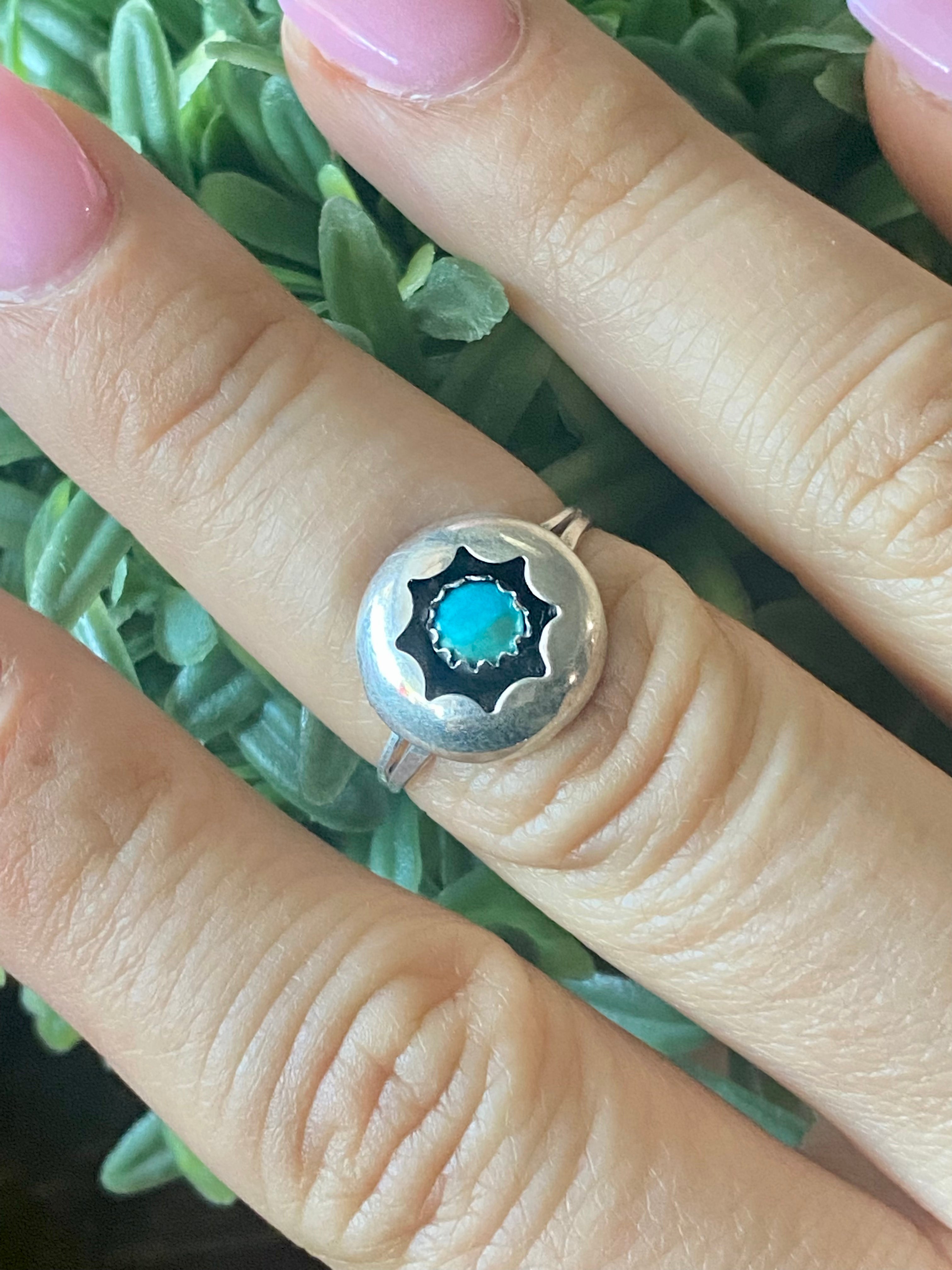 Navajo Made Turquoise & Sterling Silver Ring Size 6.25