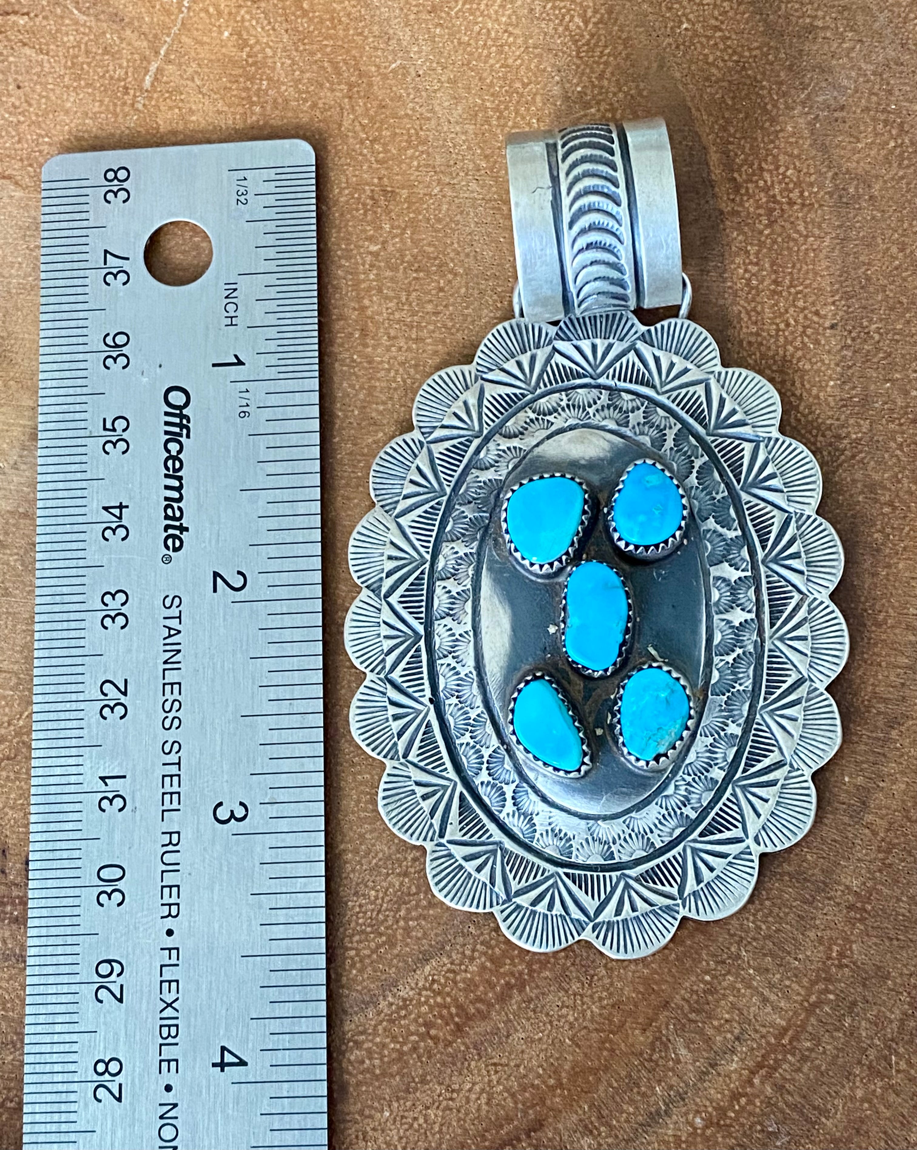 Shawn Cayatineto Kingman Turquoise & Sterling Silver Cluster Pendant