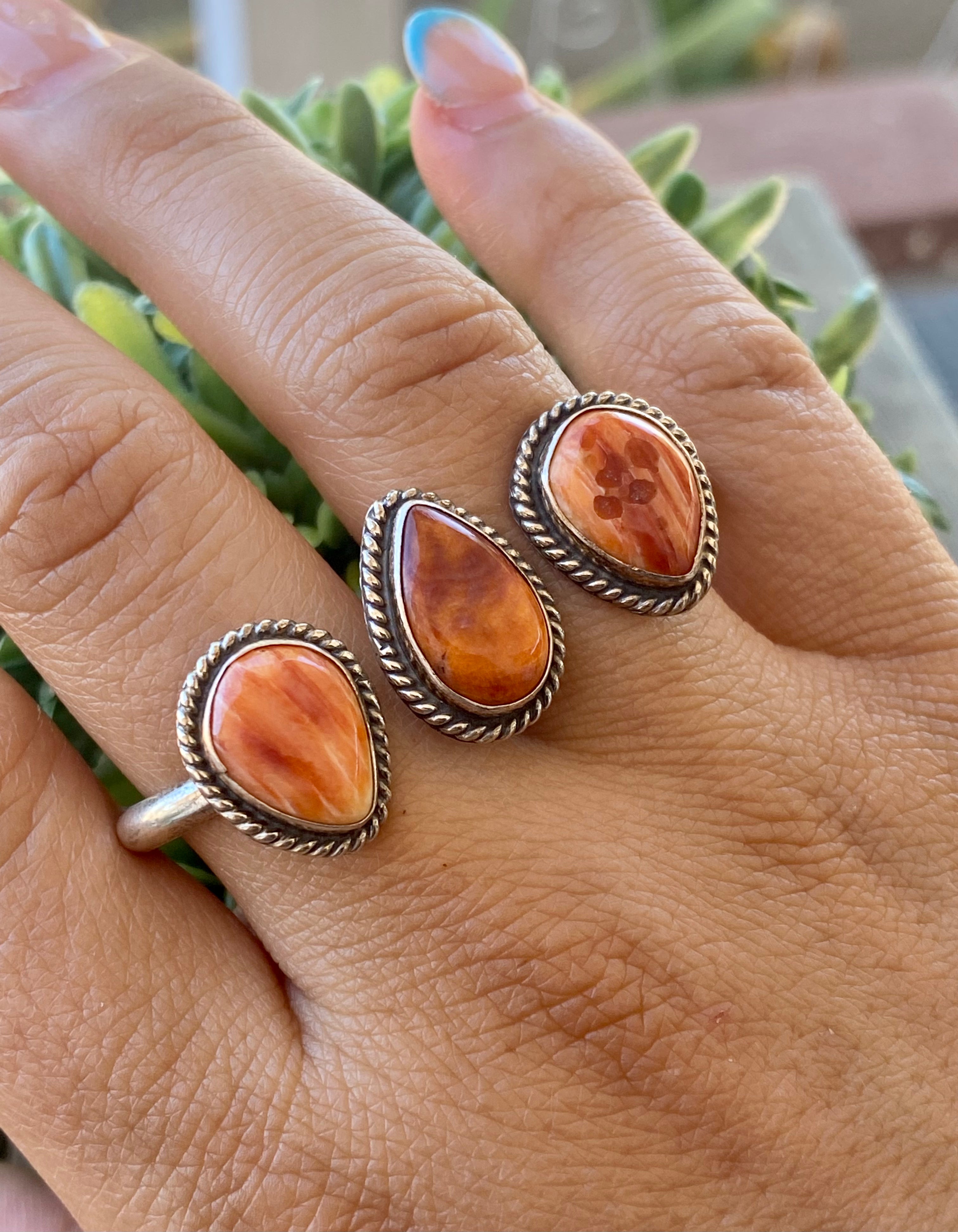 Navajo Made Spiny Oyster & Sterling Silver Knuckle Adjustable Ring