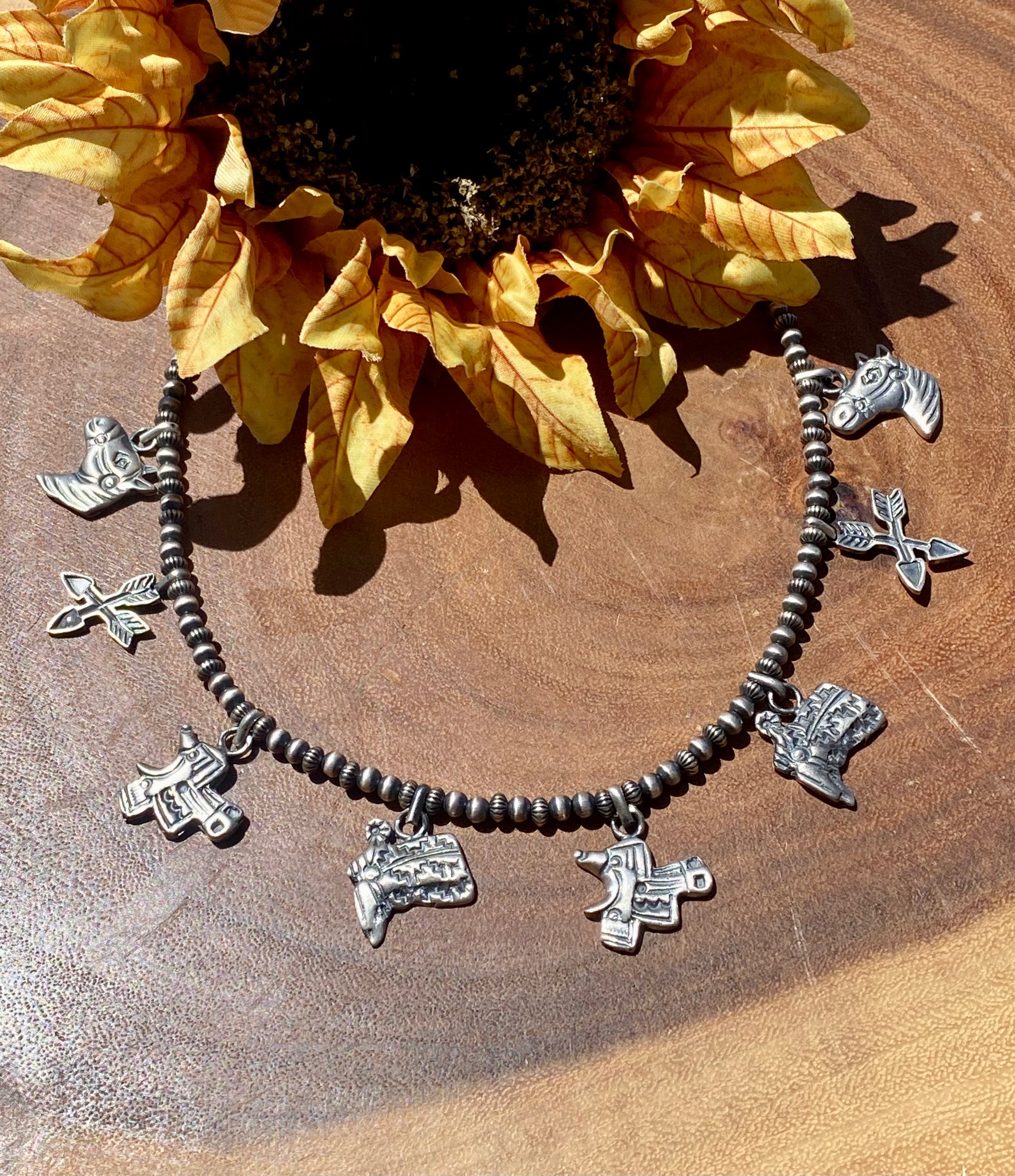 Navajo Made Sterling Silver Trinket Necklace
