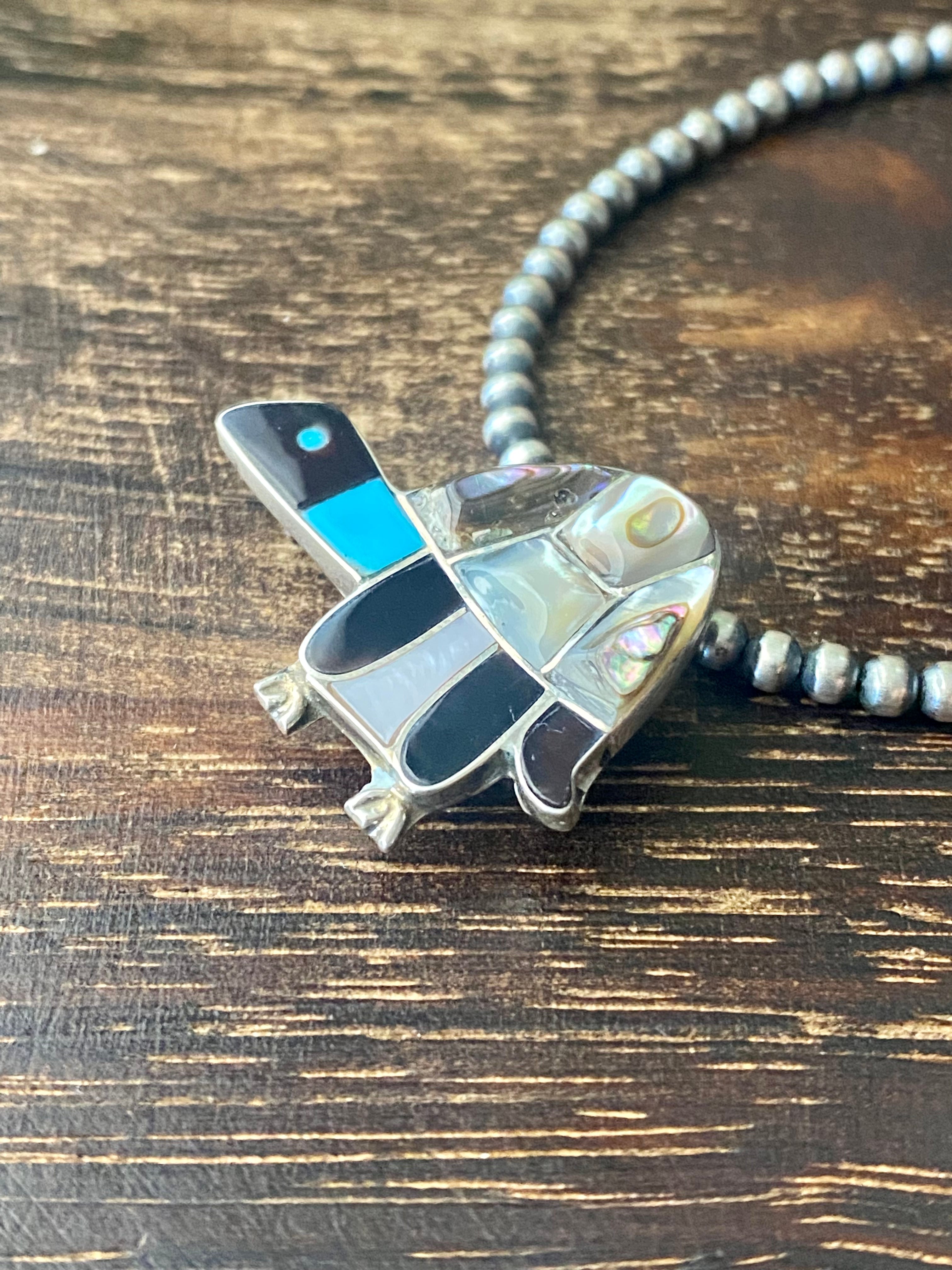 Loretta Gia Multi Stone & Sterling Silver Inlay Turtle Pin/Pendant