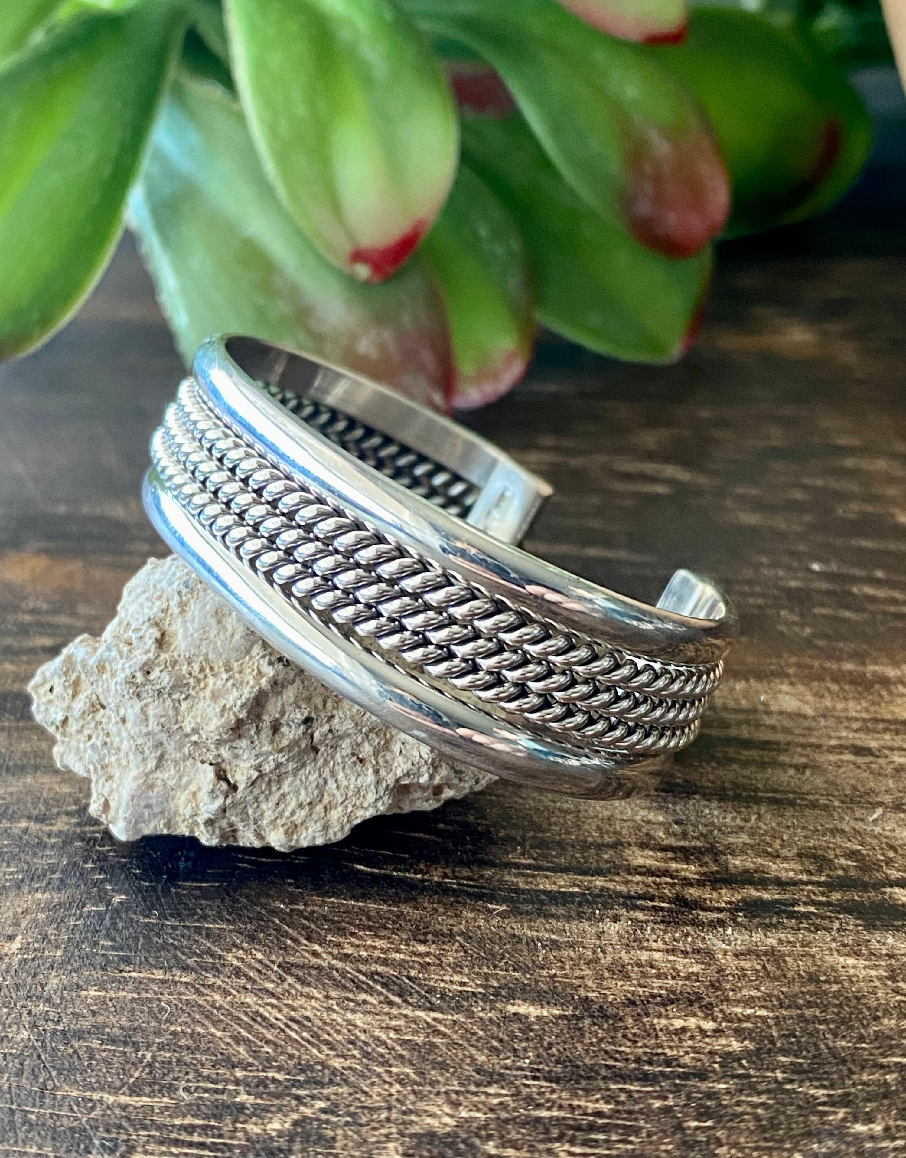Navajo Made Sterling Silver Baby Cuff Bracelet