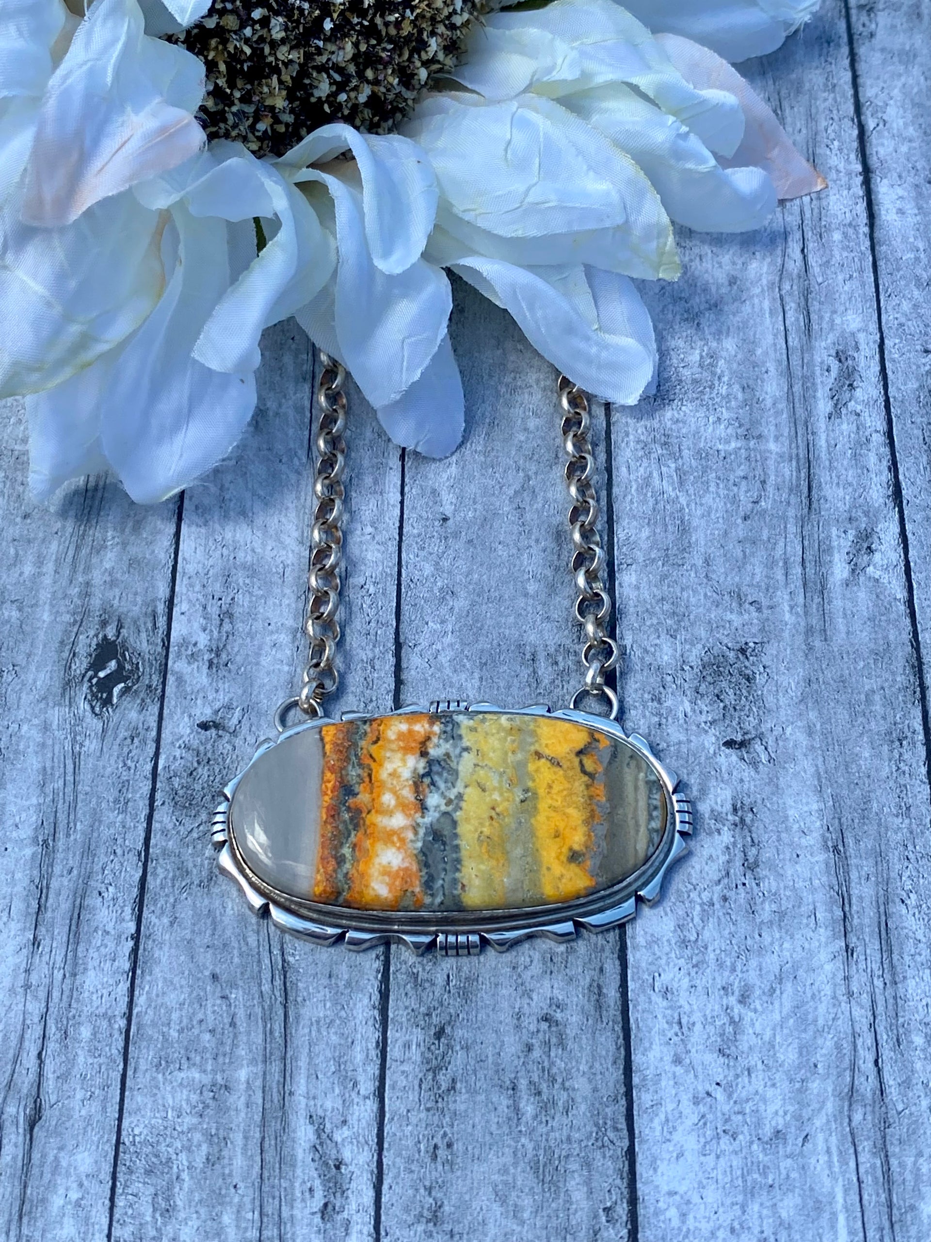 Eddie Secatero Bb Agate & Sterling Silver Necklace