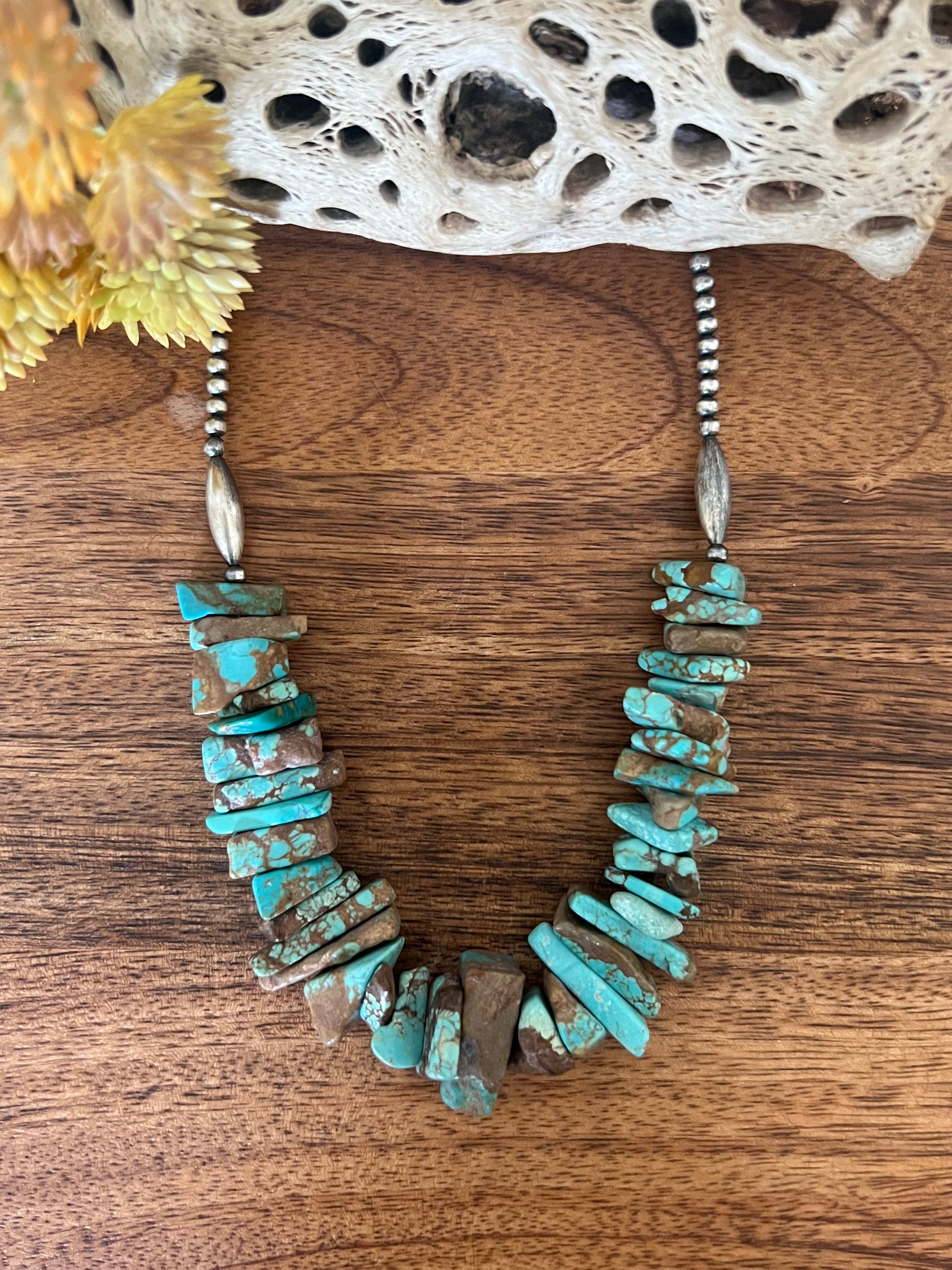 Navajo Made #8 Turquoise & Sterling Silver Necklace