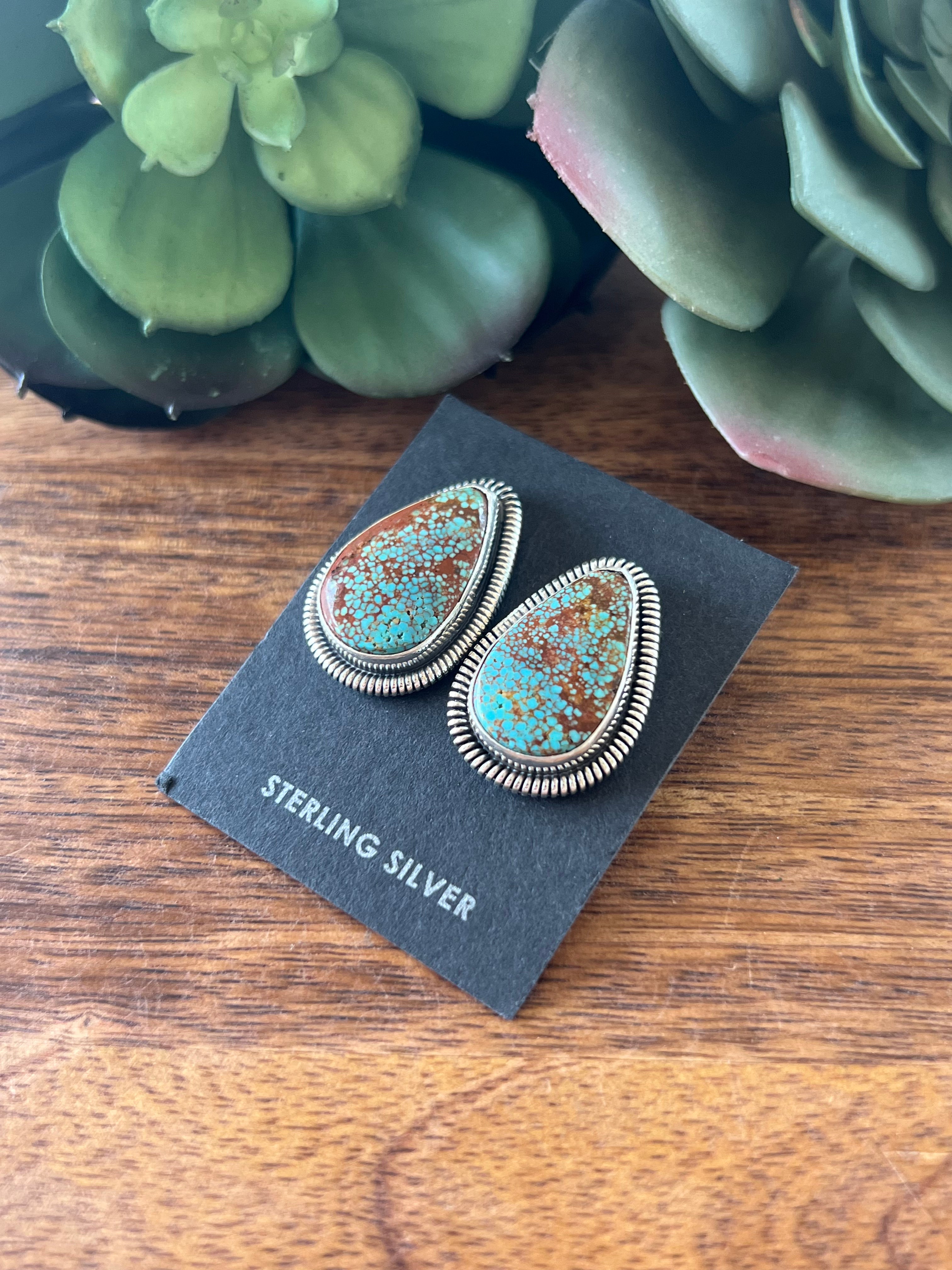 Wydelle Billie #8 Turquoise & Sterling Silver Post Earrings