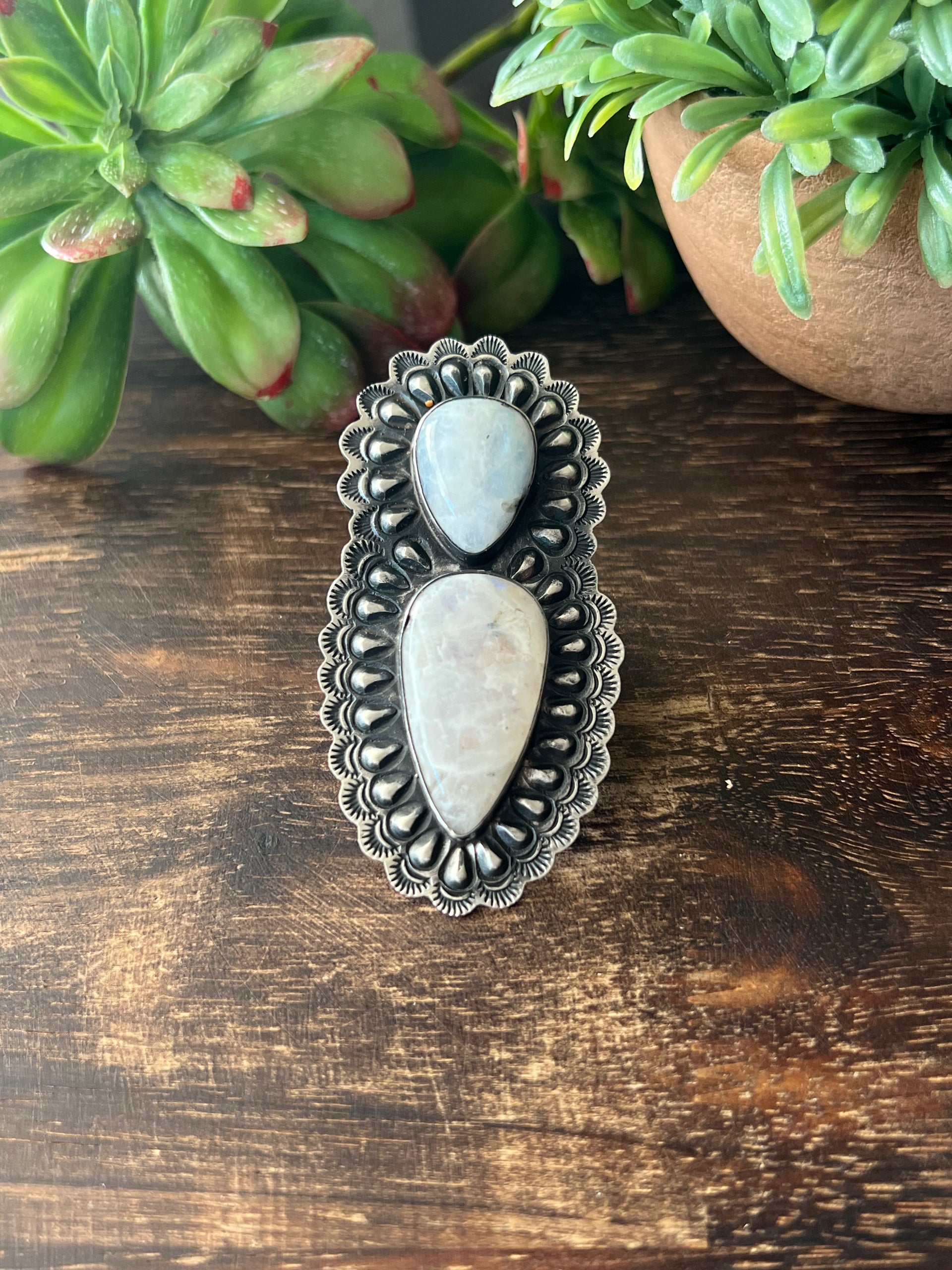 Shawn Cayatineto Moon Stone & Sterling Silver Ring Size 8
