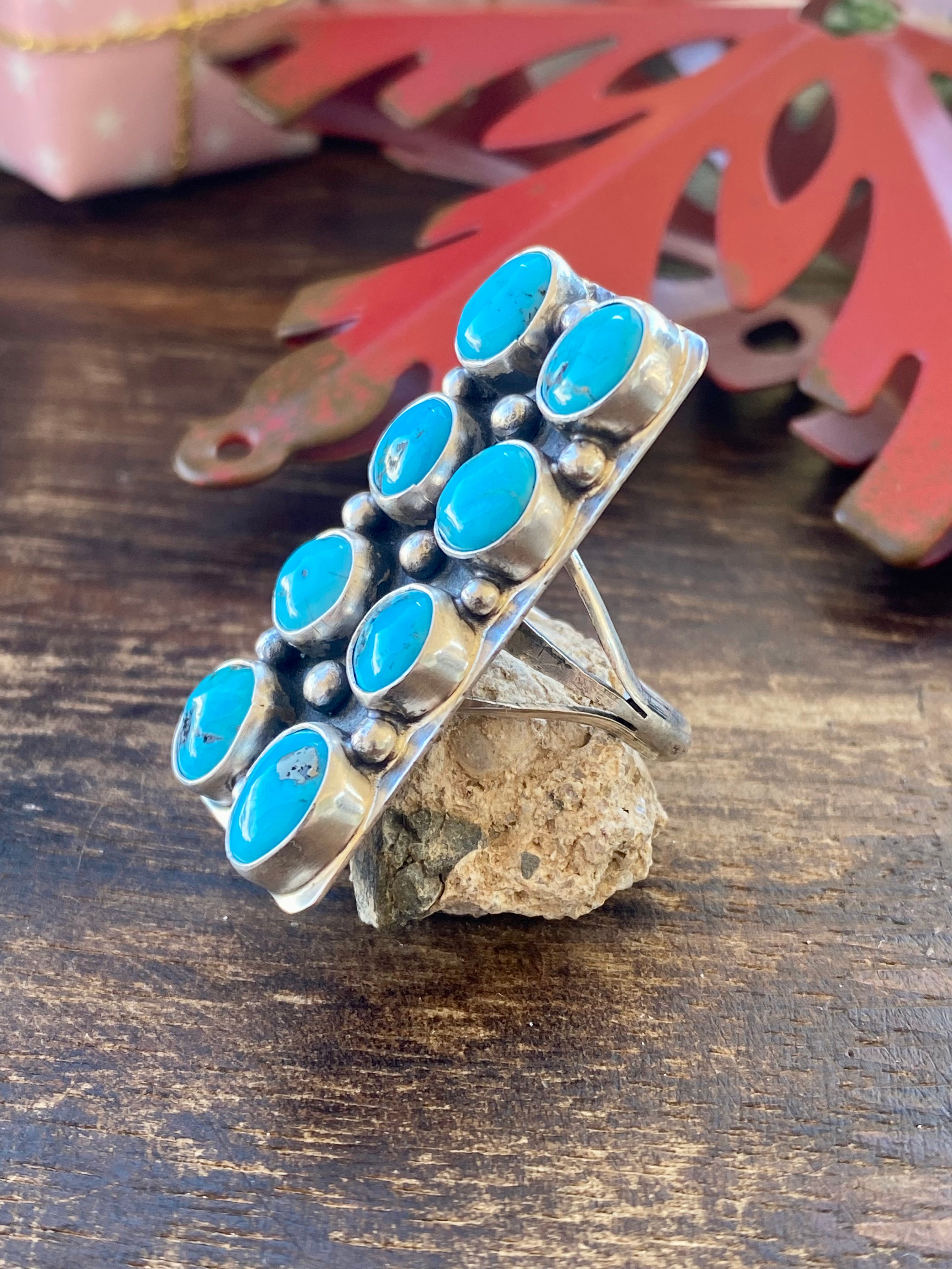 Navajo Made Kingman Turquoise & Sterling Silver Rings