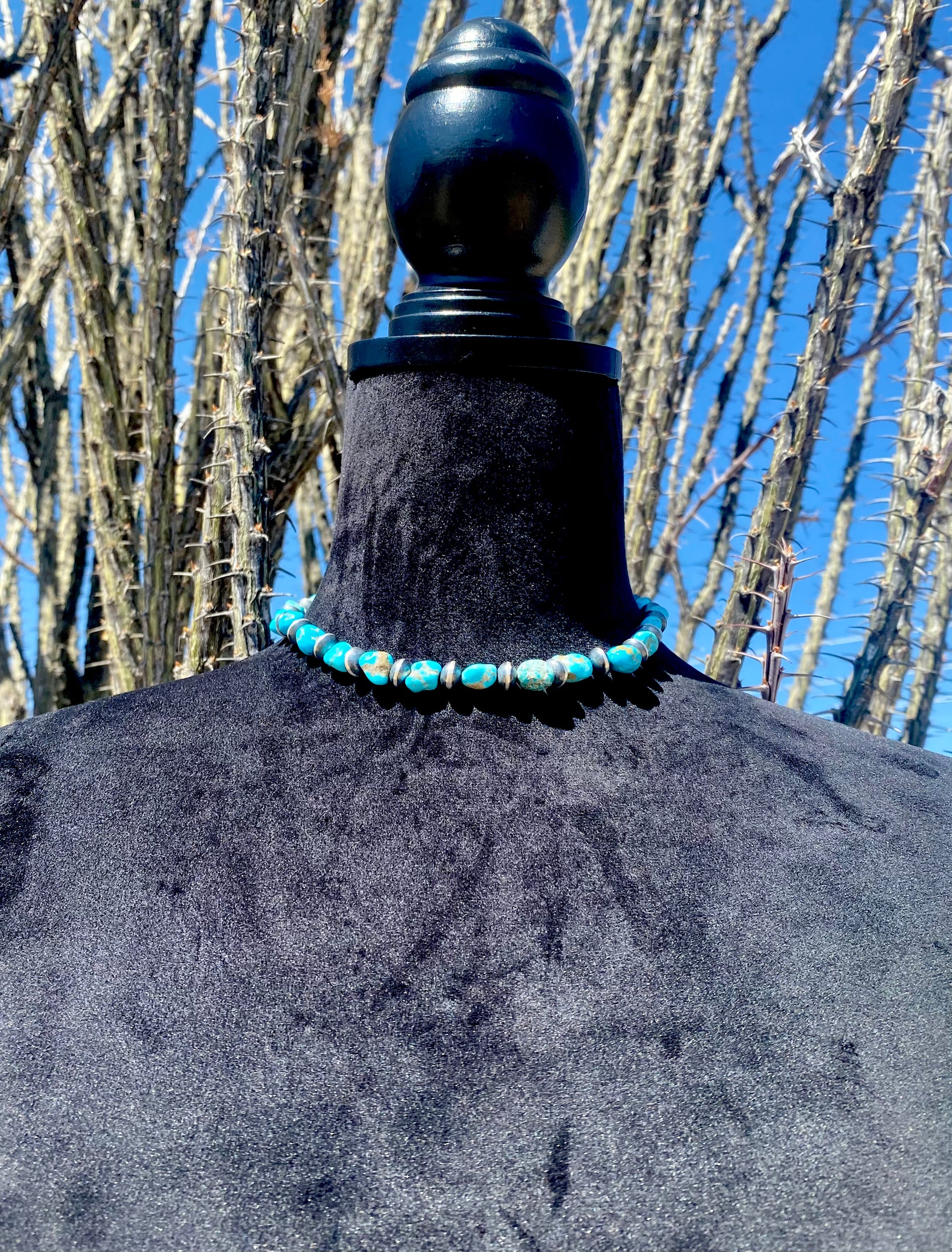 Navajo Strung Campitos Turquoise & Sterling Silver Pearl Necklace