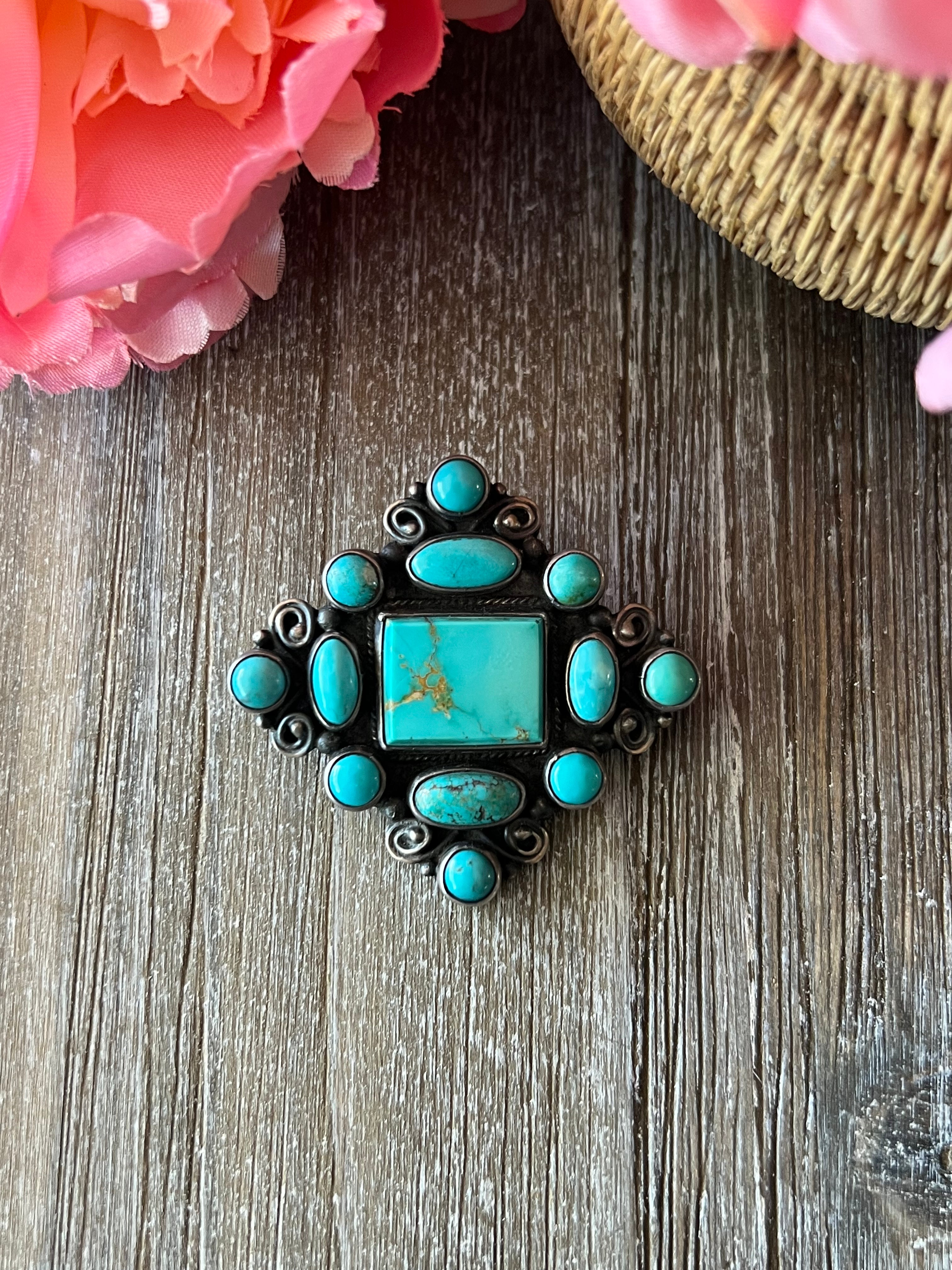 Vintage Navajo Turquoise & Sterling Silver Pin