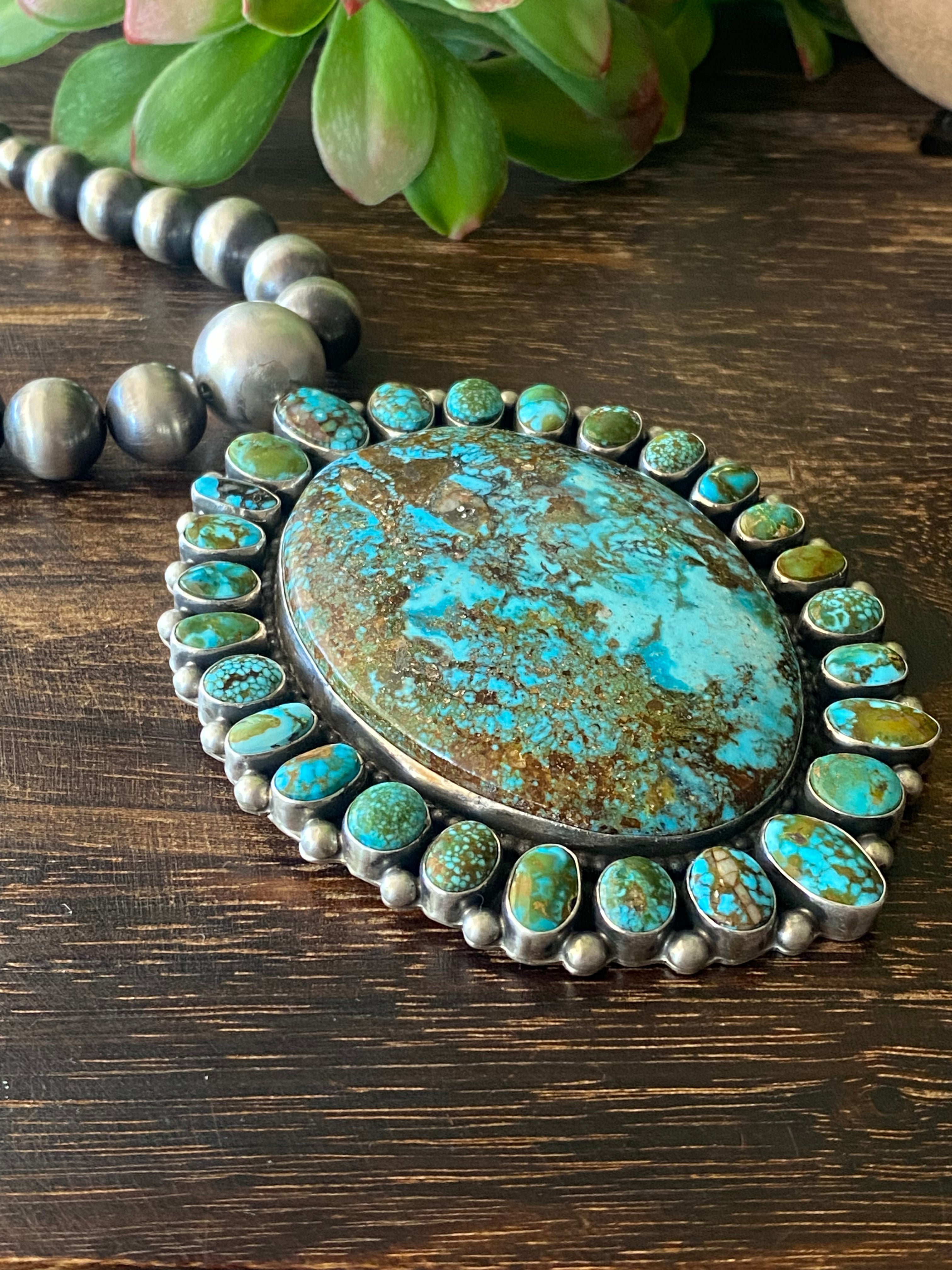 Kathleen Chavez High Grade Kingman Turquoise & Sterling Silver Mega Necklace