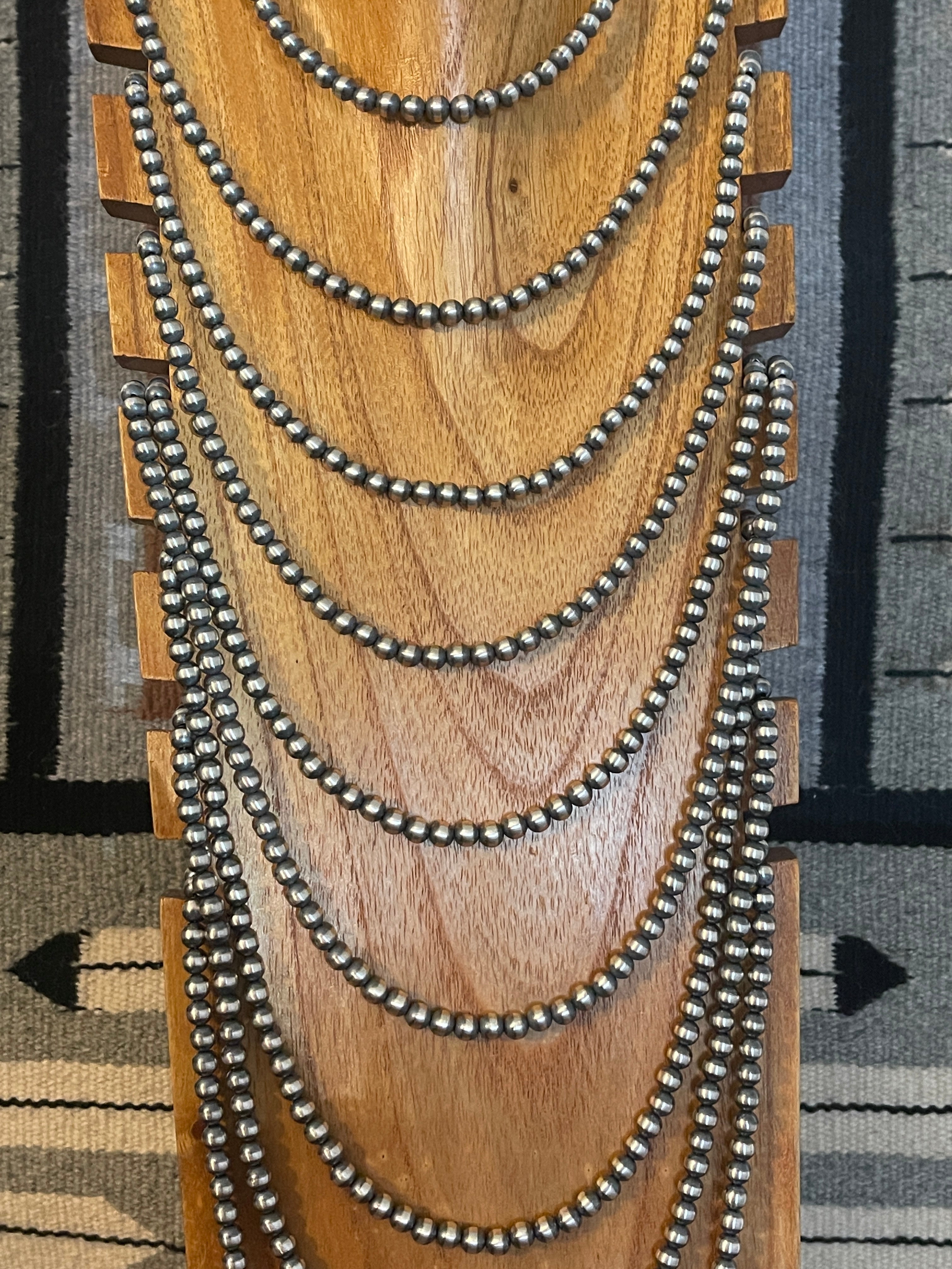 Navajo Sterling Silver 6 MM 18in Pearl Necklace