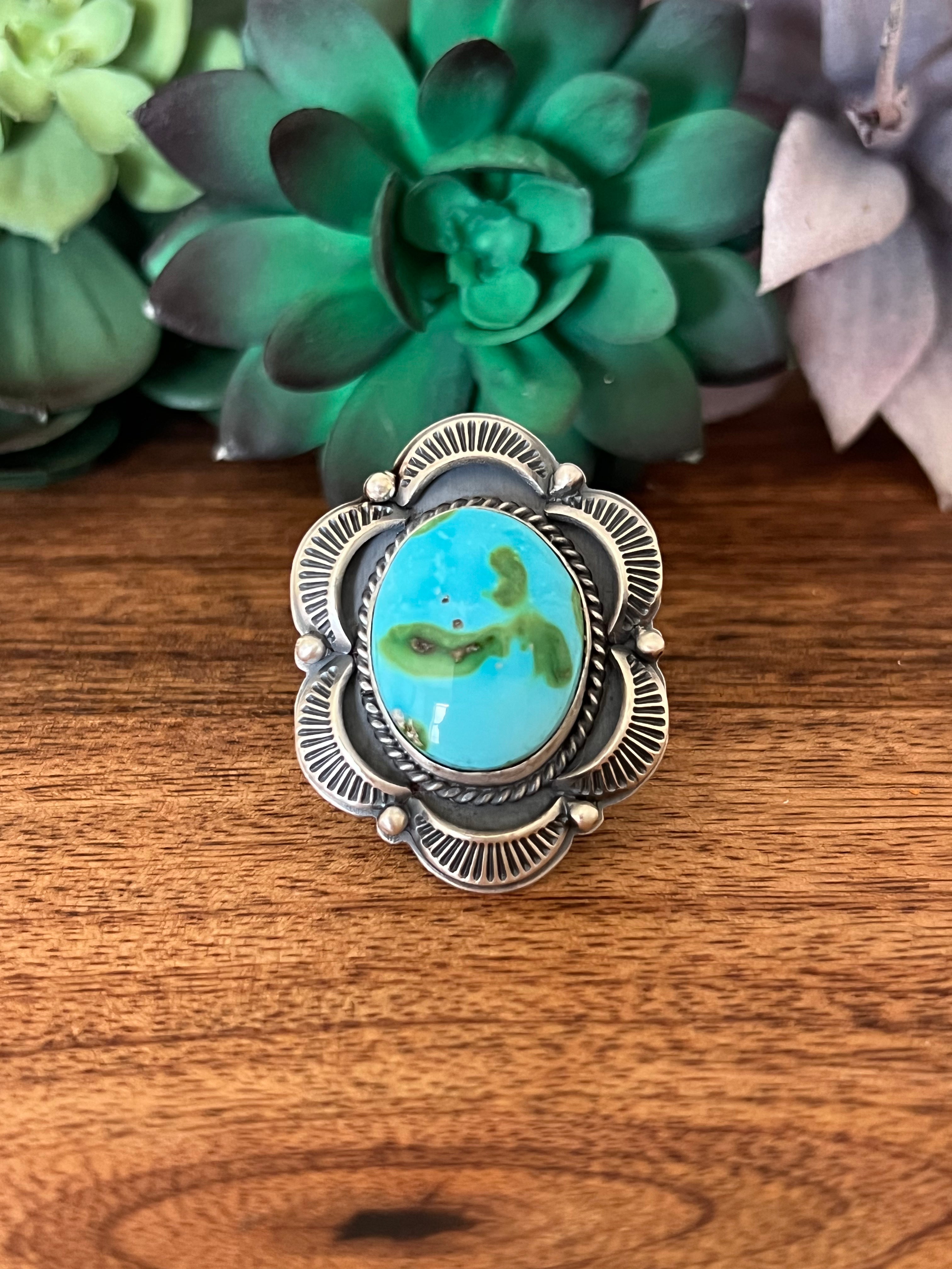 Greg Perry Sonoran Mountain Turquoise & Sterling Silver Ring Size 9