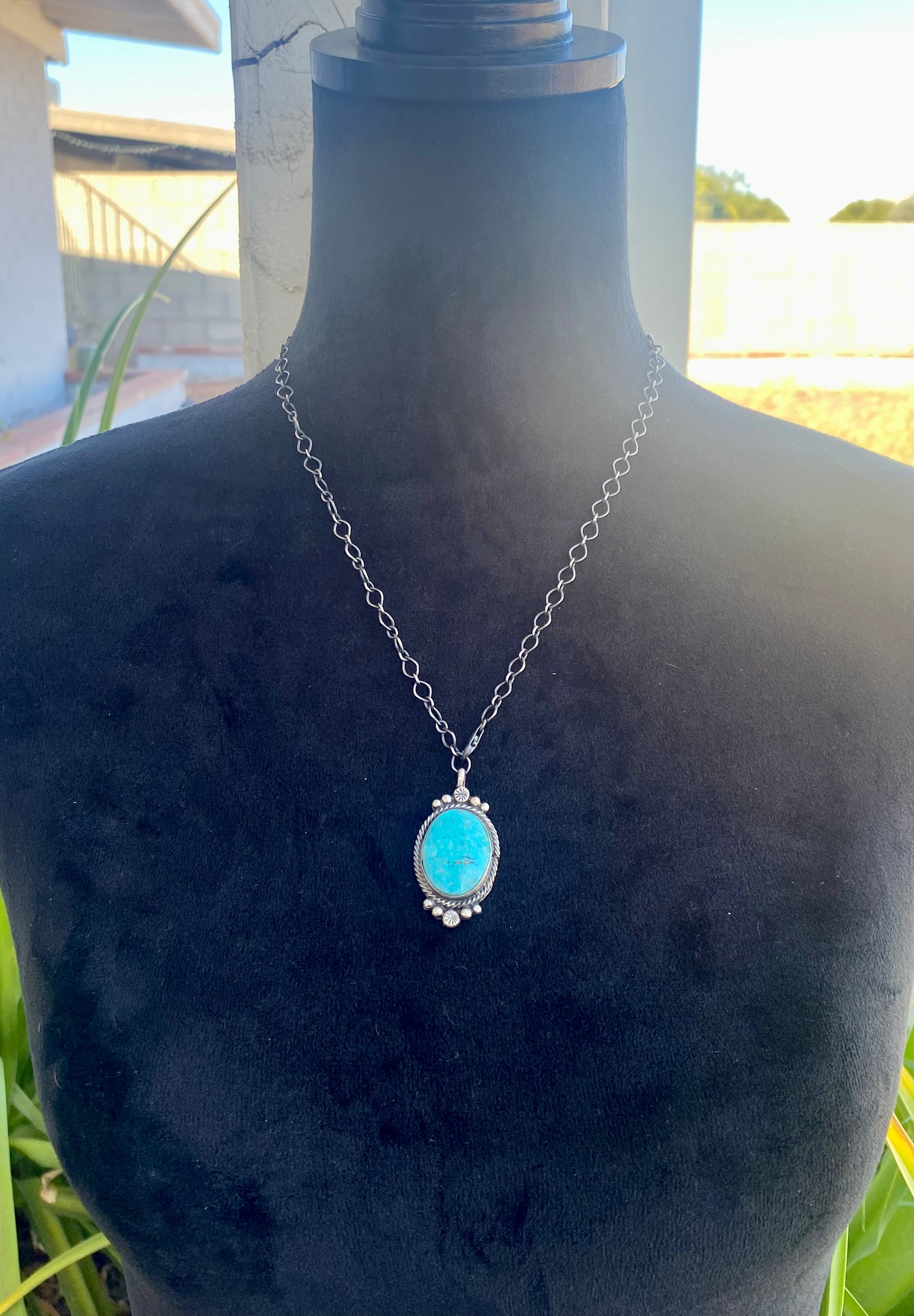 Sheila Becenti Kingman Turquoise & Sterling Silver Necklace