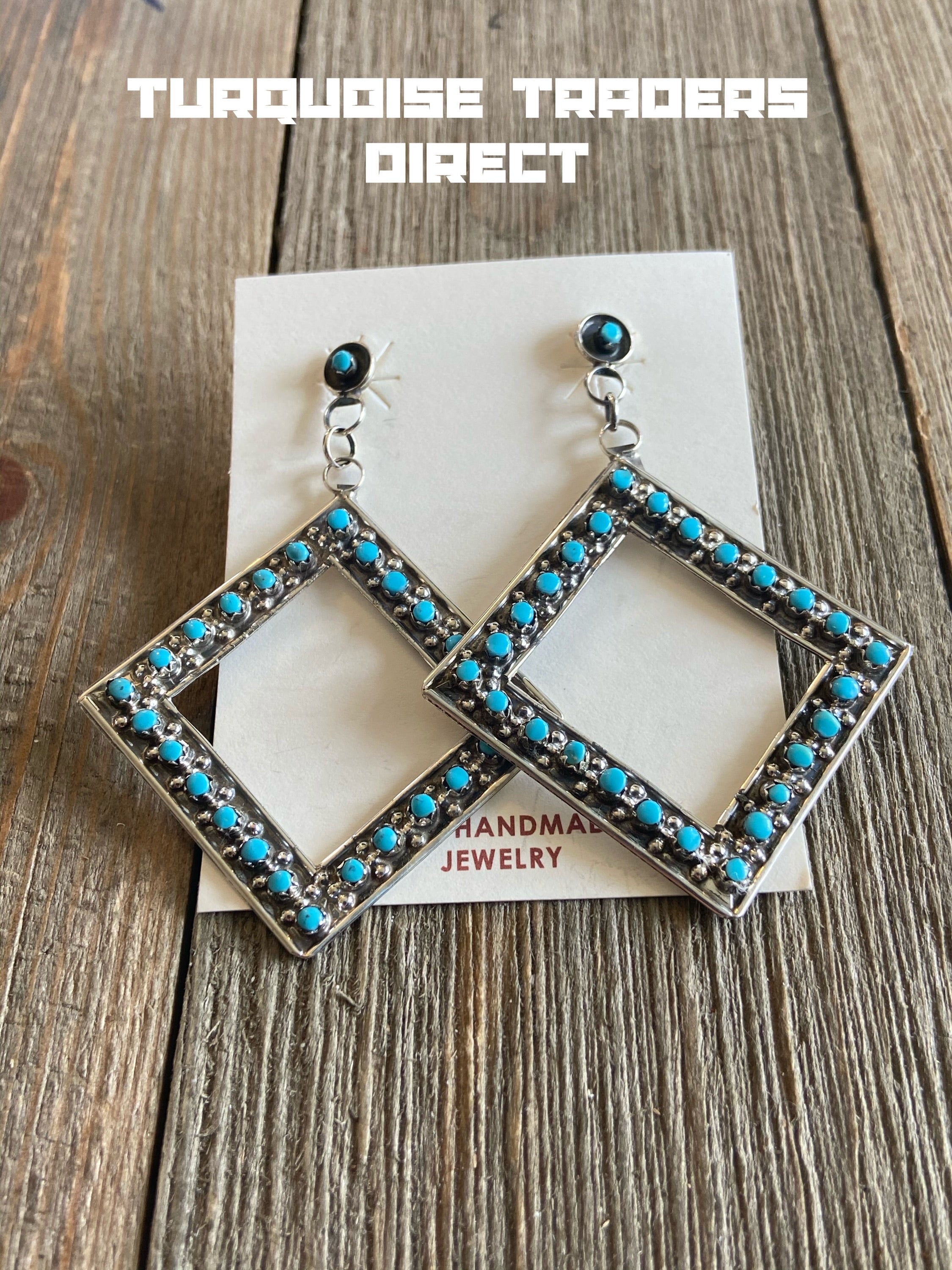 Zuni Turquoise & Sterling Silver Petit Point Dangles