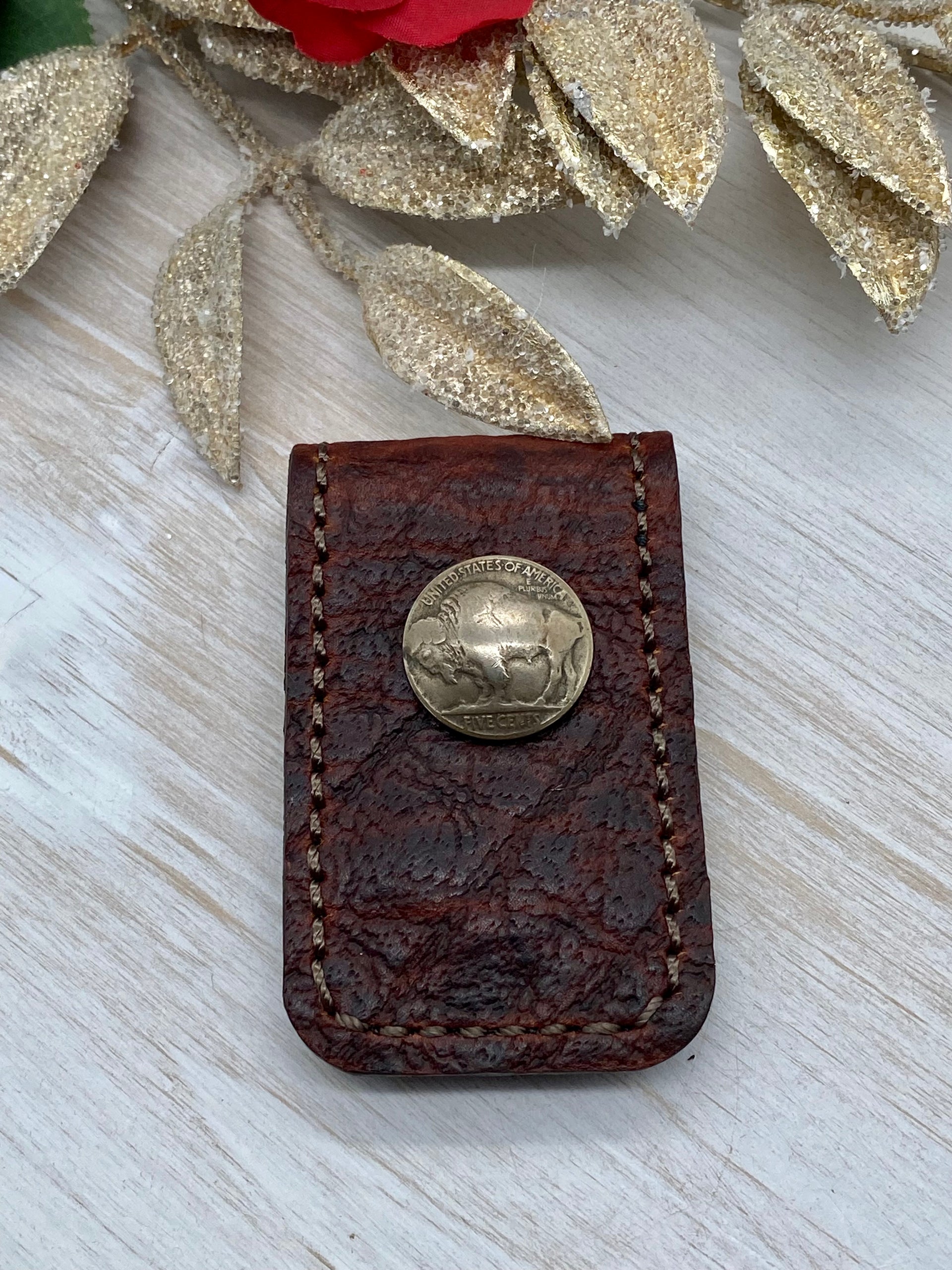 Greg Walters Leather Buffalo Money Clip