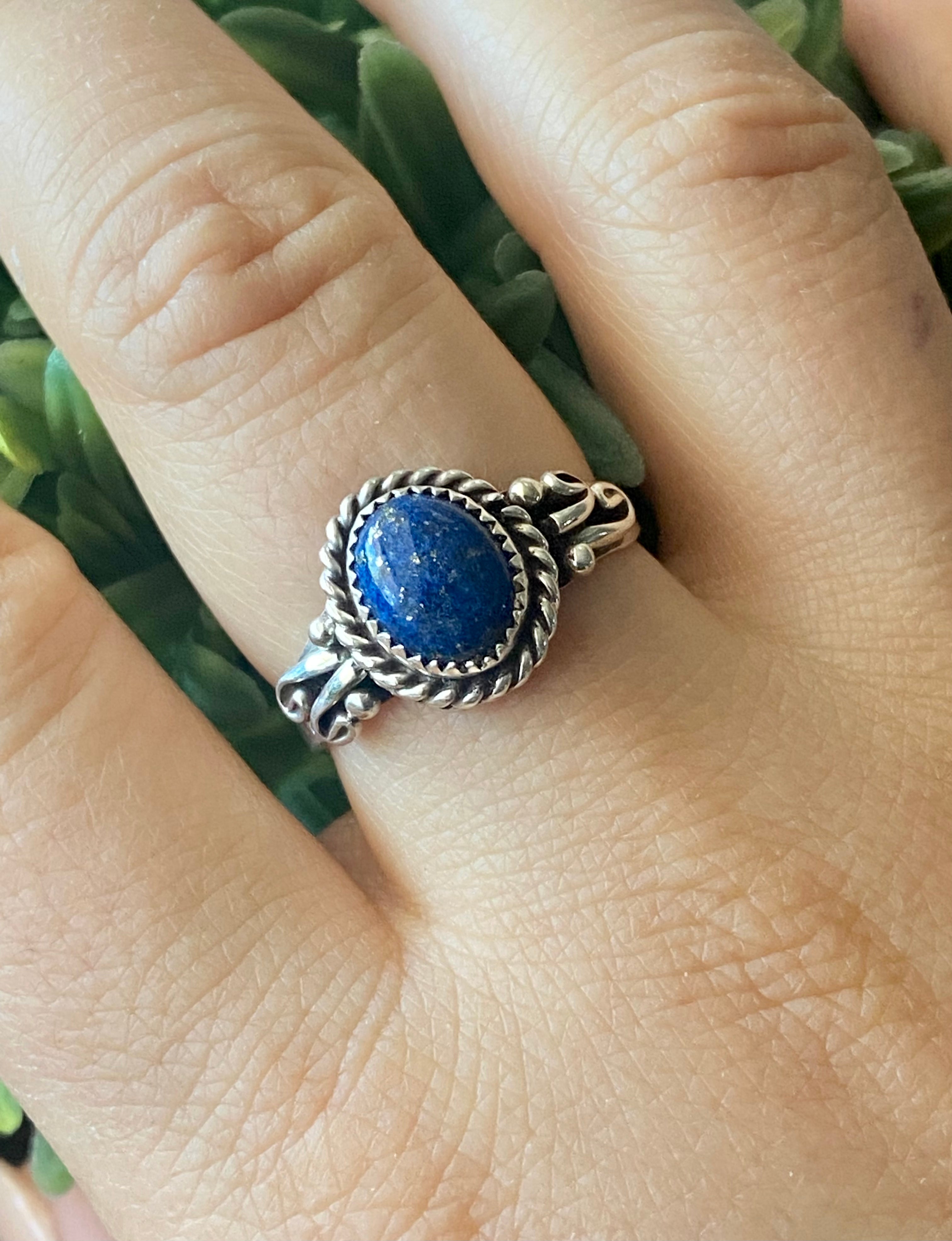 Navajo Made Lapis & Sterling Silver Ring