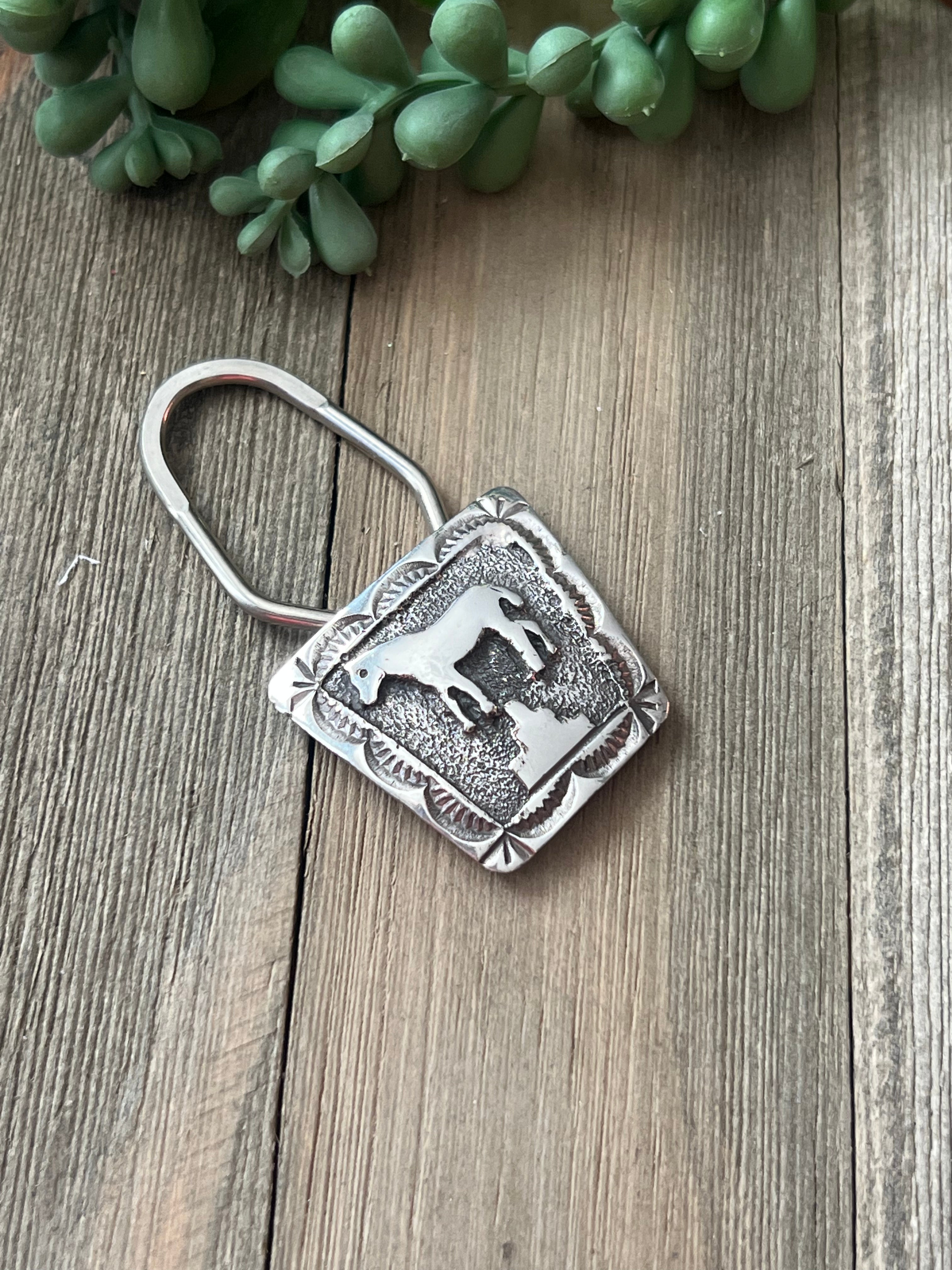 Navajo Made Sterling Silver Horse Key Chain