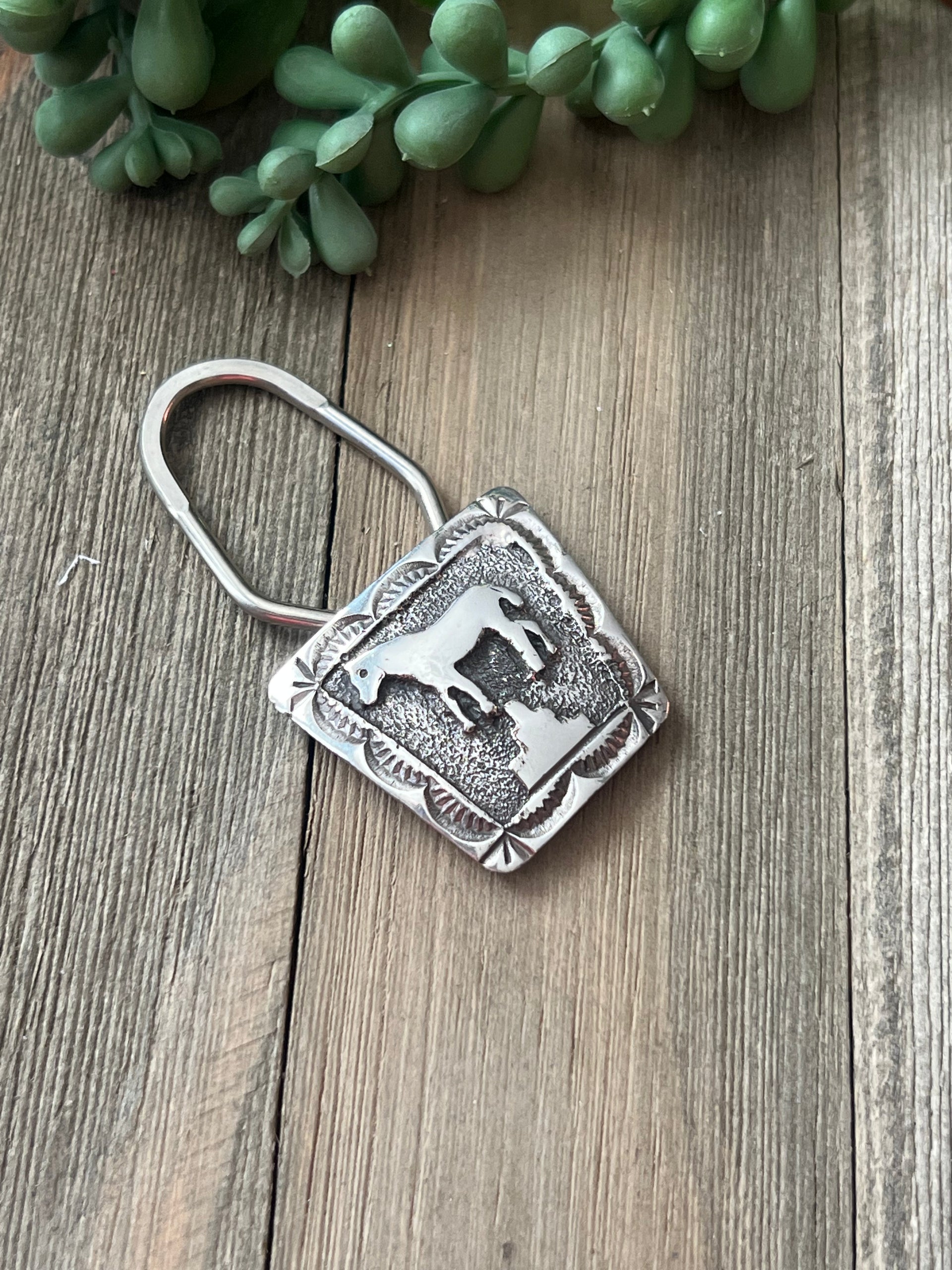 Navajo Made Sterling Silver Horse Key Chain