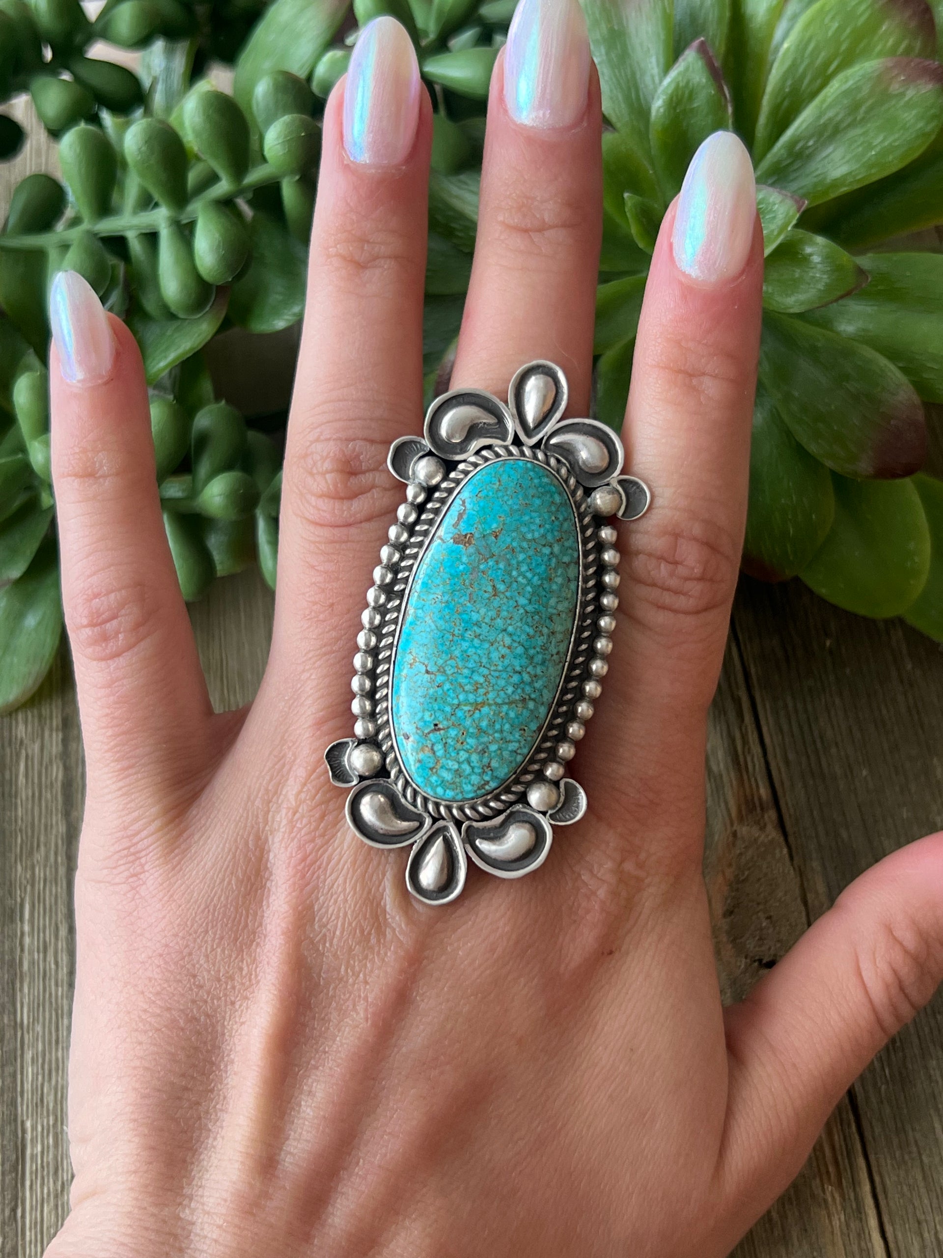 Alex Sanchez Turquoise Mountain & Sterling Silver Adjustable Ring