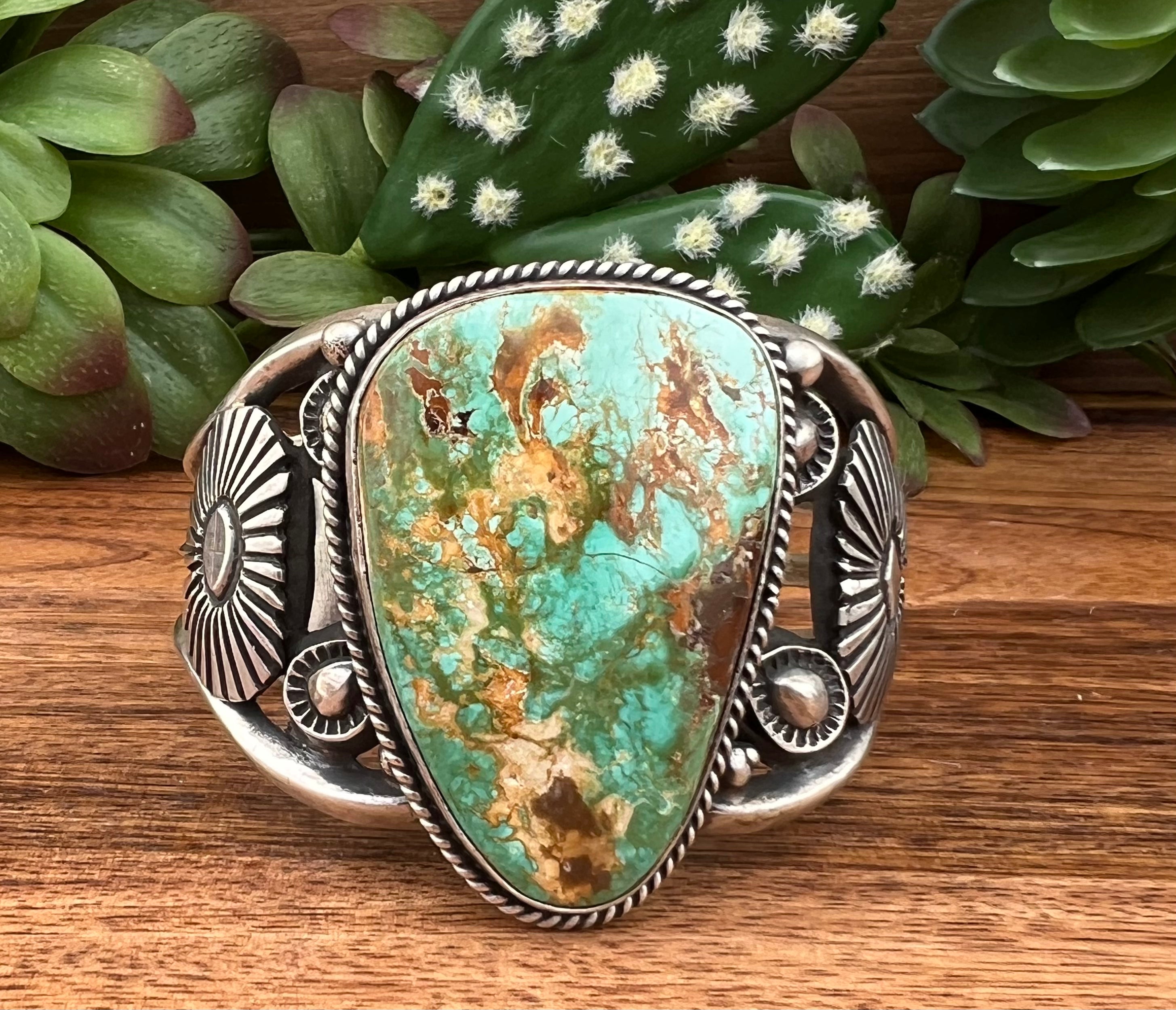 Navajo Made Royston Turquoise & Sterling Silver Cuff Bracelet