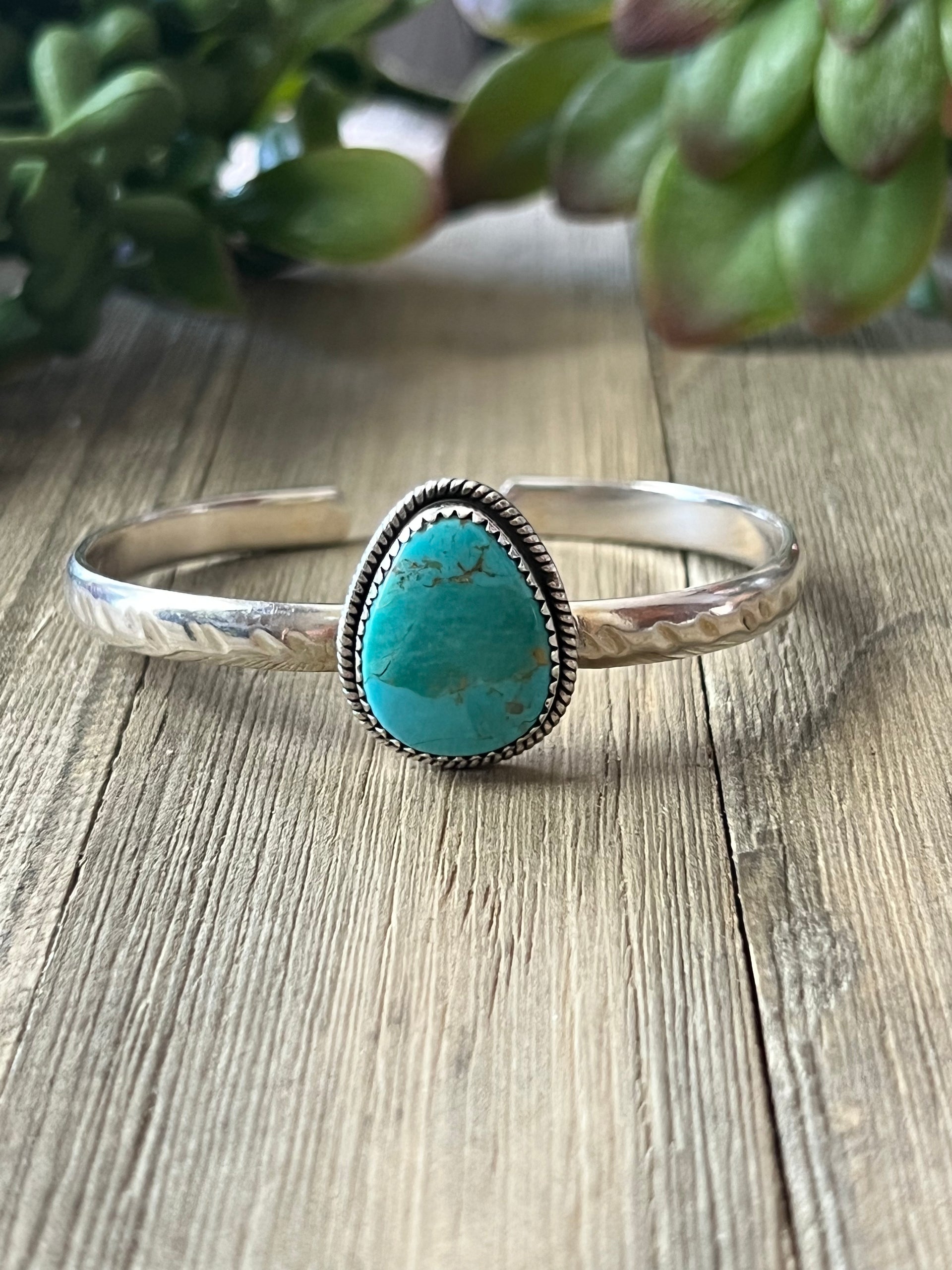Southwest Made Kingman Turquoise & Sterling Silver Cuff Bracelet