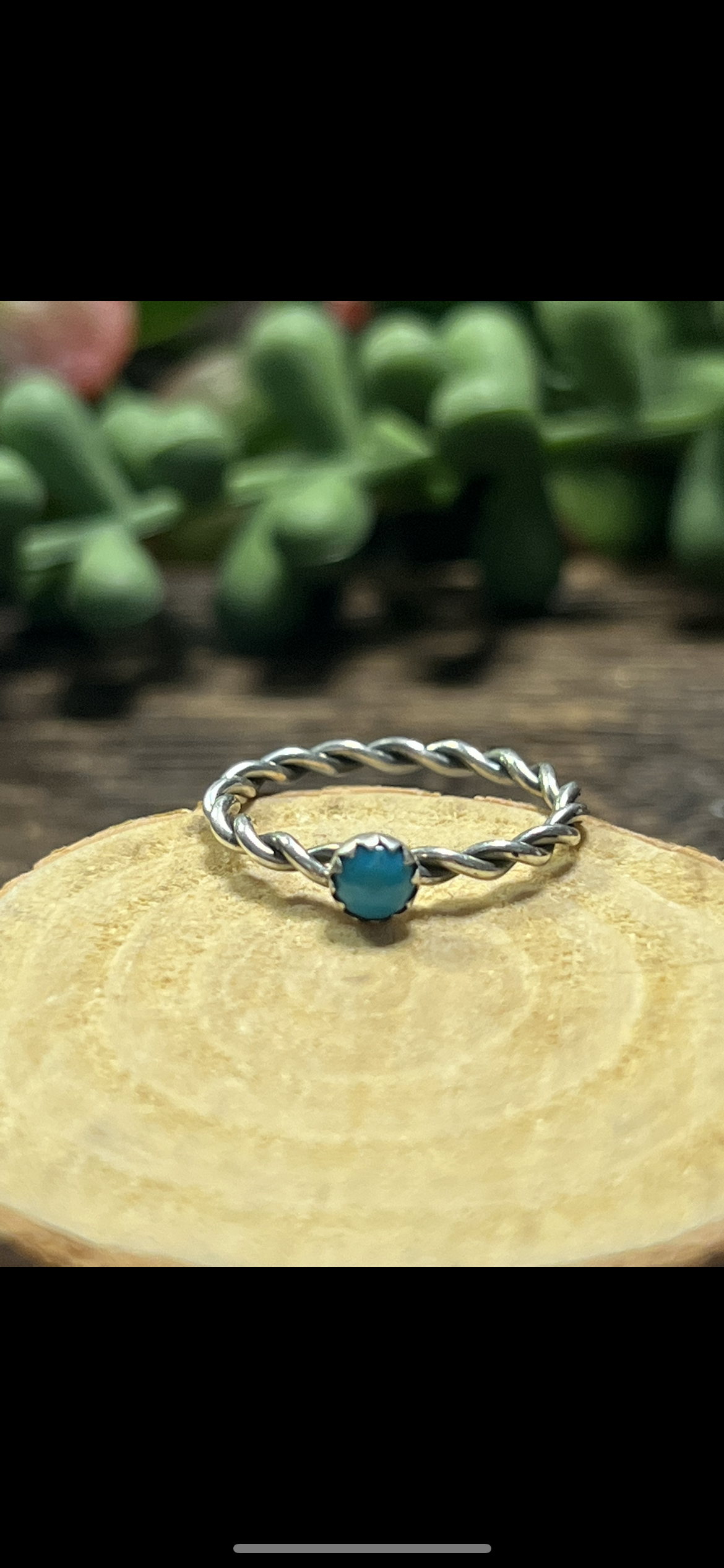 Navajo Made Kingman Turquoise & Sterling Silver Stacker Ring