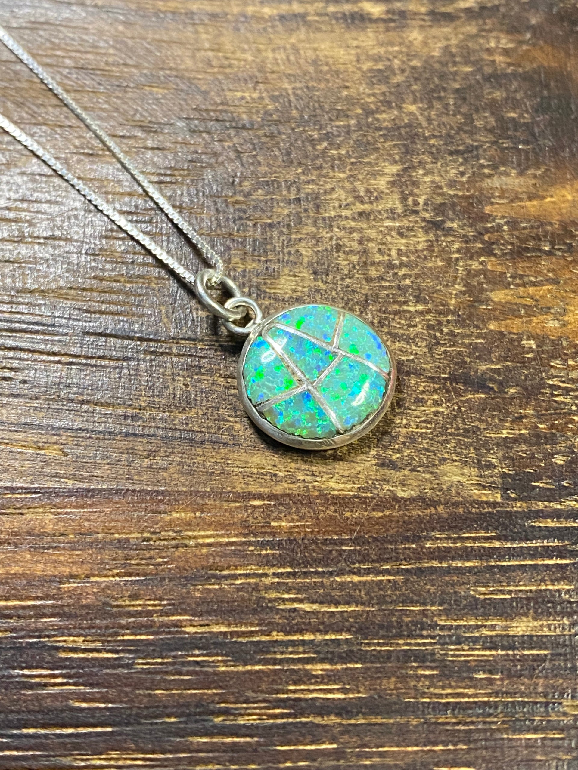 Navajo Made Opal & Sterling Silver Inlay Pendant