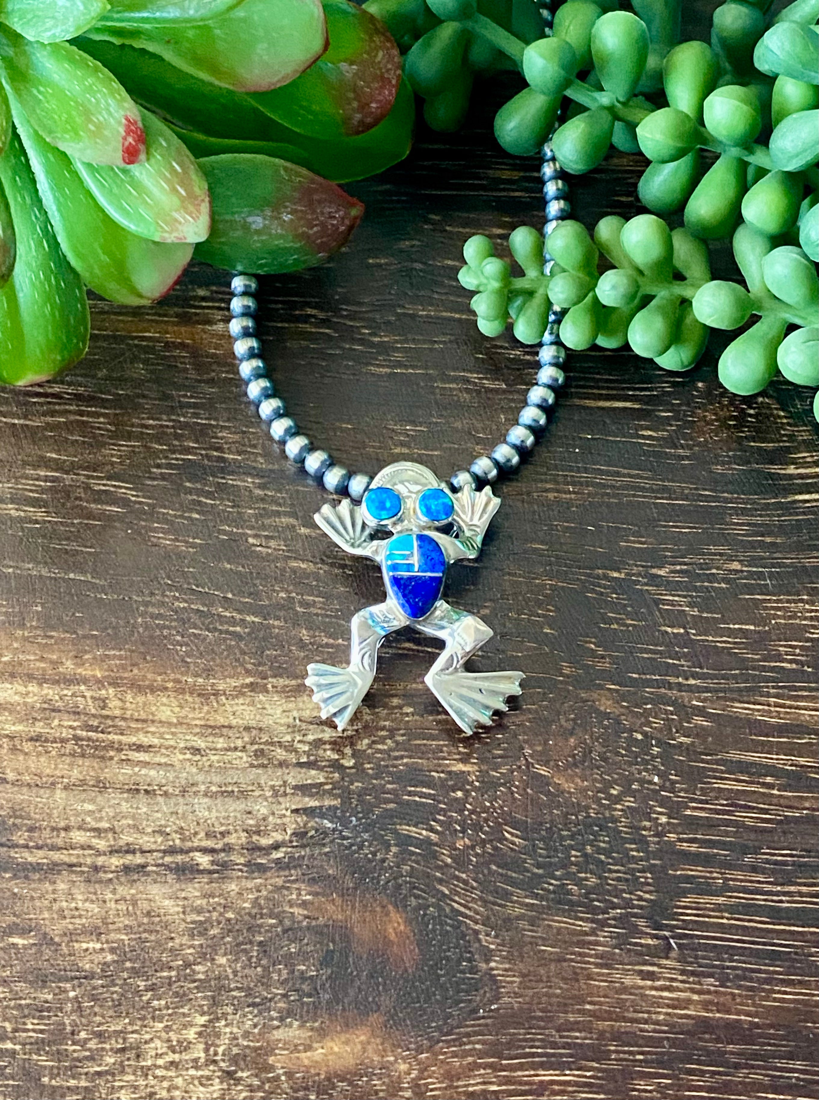 Navajo Made Multi Stone & Sterling Silver Inlay Frog Pin/Pendant