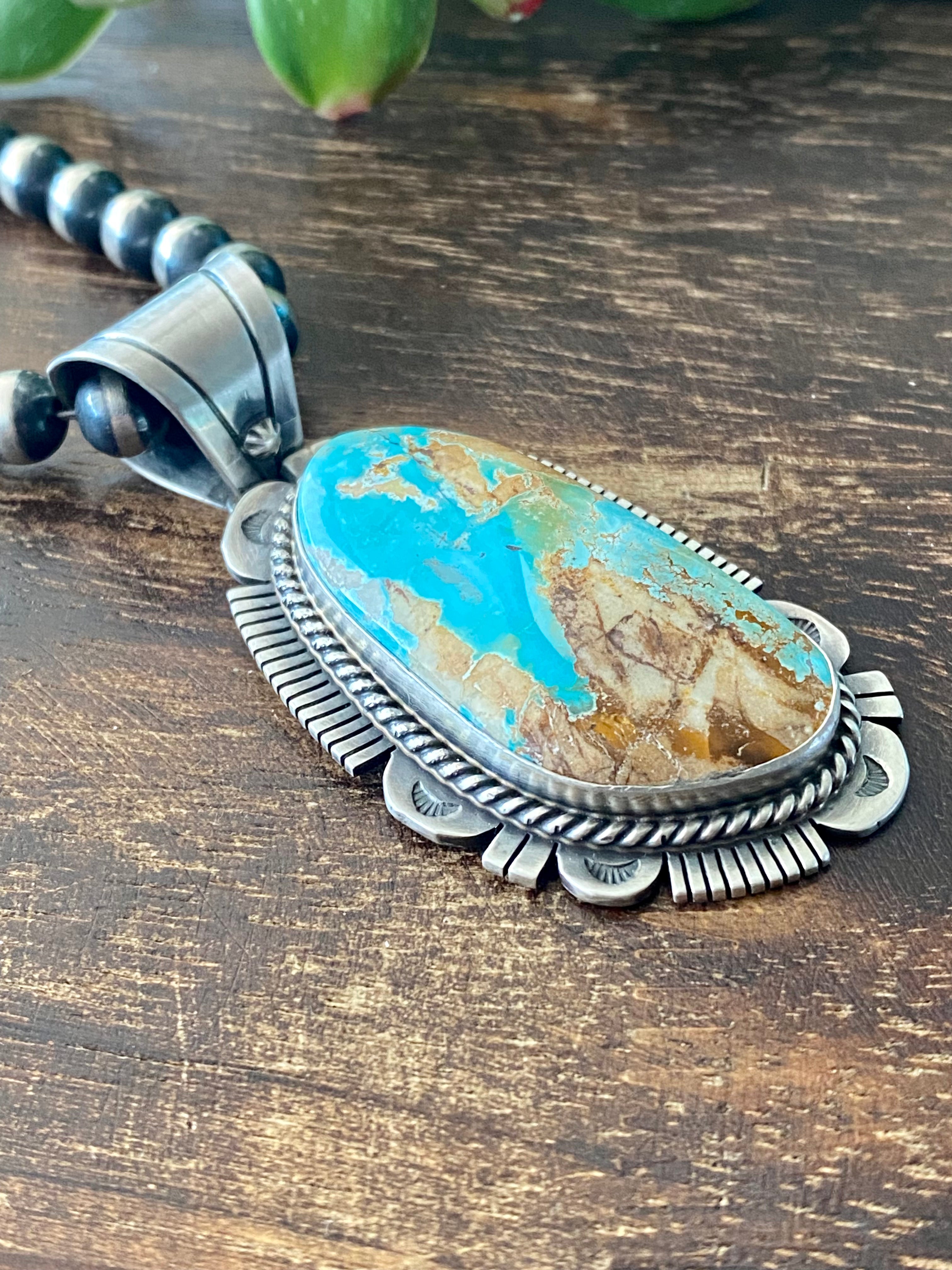 Russell Sam High Grade Royston Turquoise & Sterling Silver Pendant