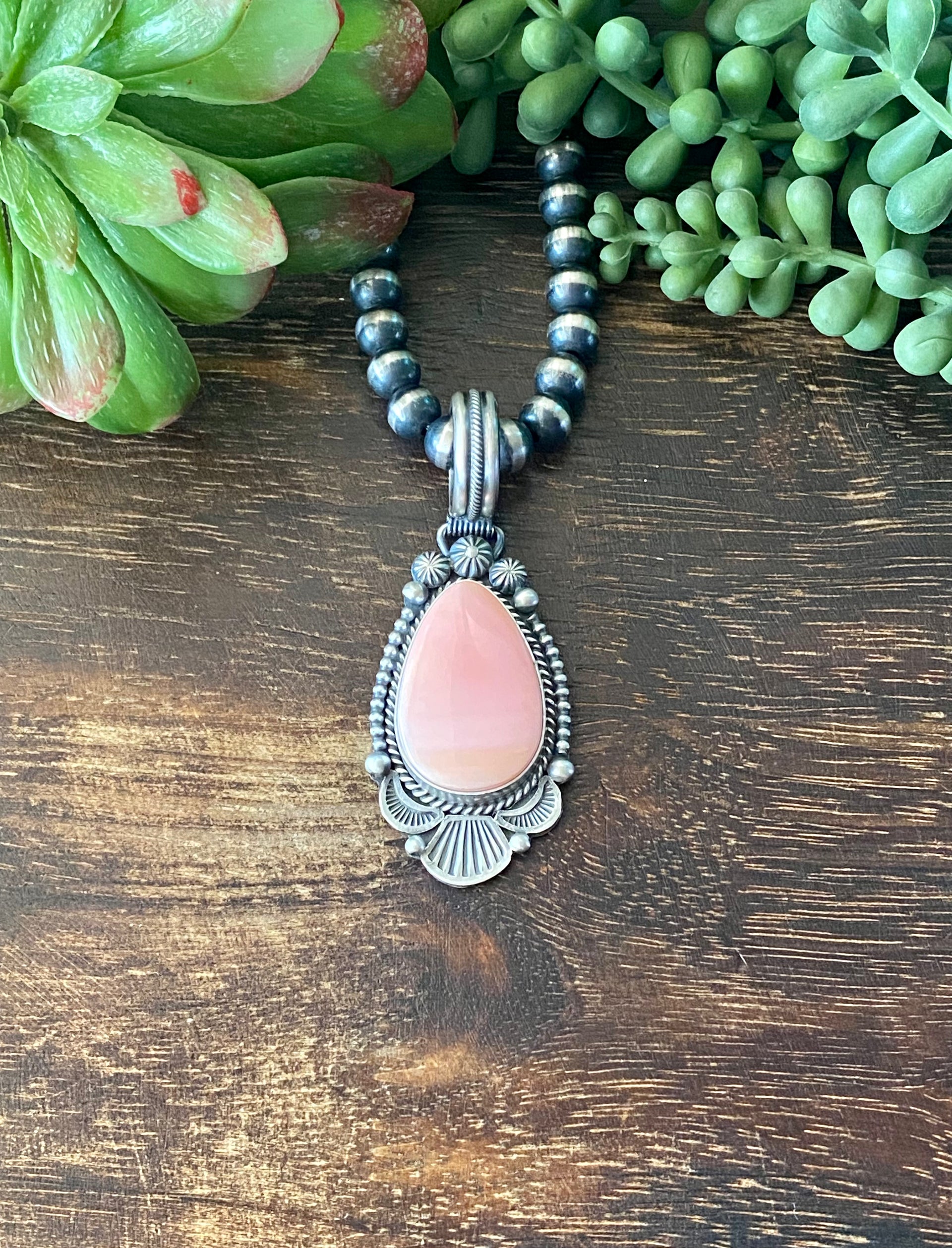 Mike Caladito Pink Conch & Sterling Silver Pendant