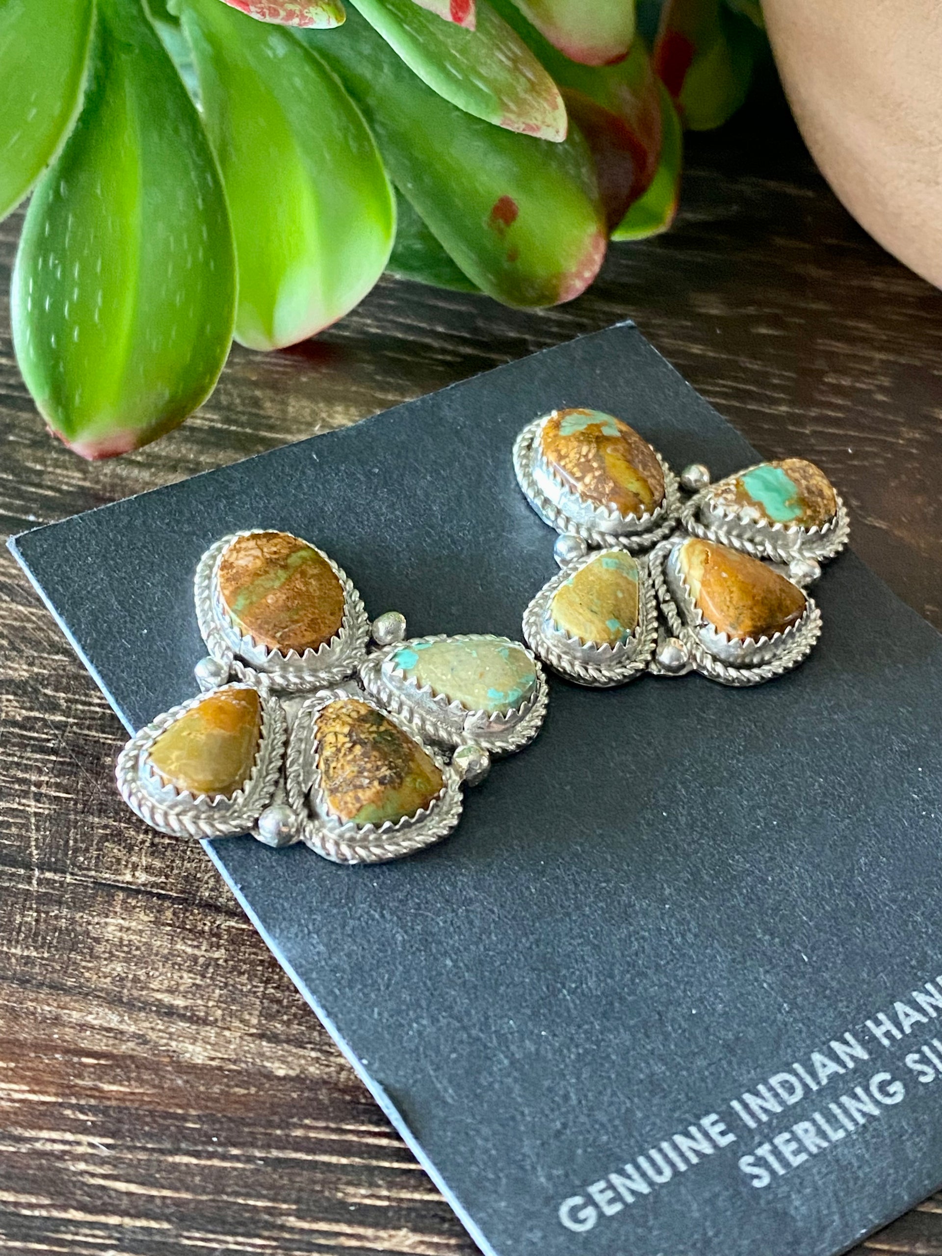 Reda Galvan Royston Turquoise & Sterling Silver Post Earrings