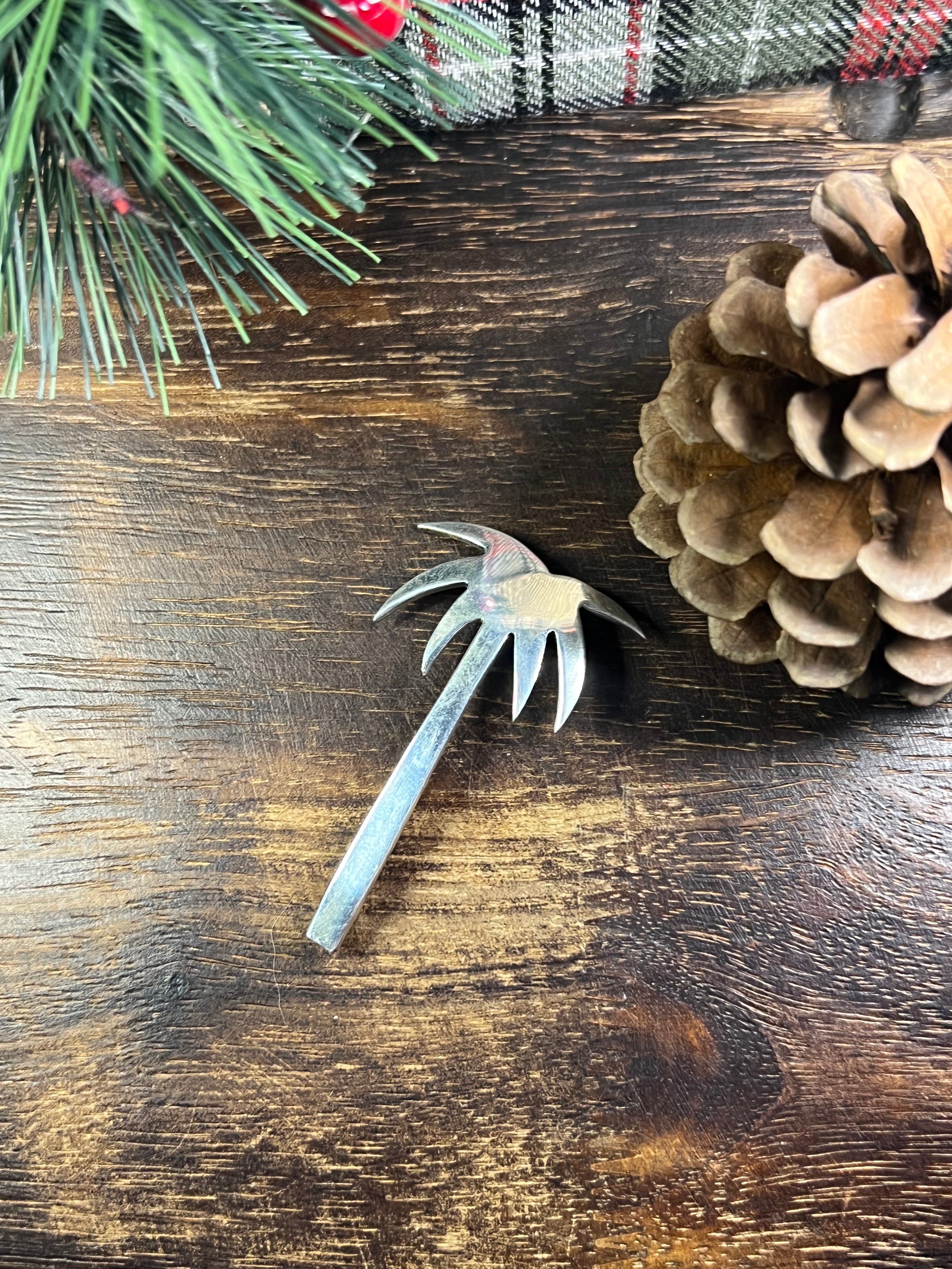 Navajo Made Sterling Silver Palm Tree Pin