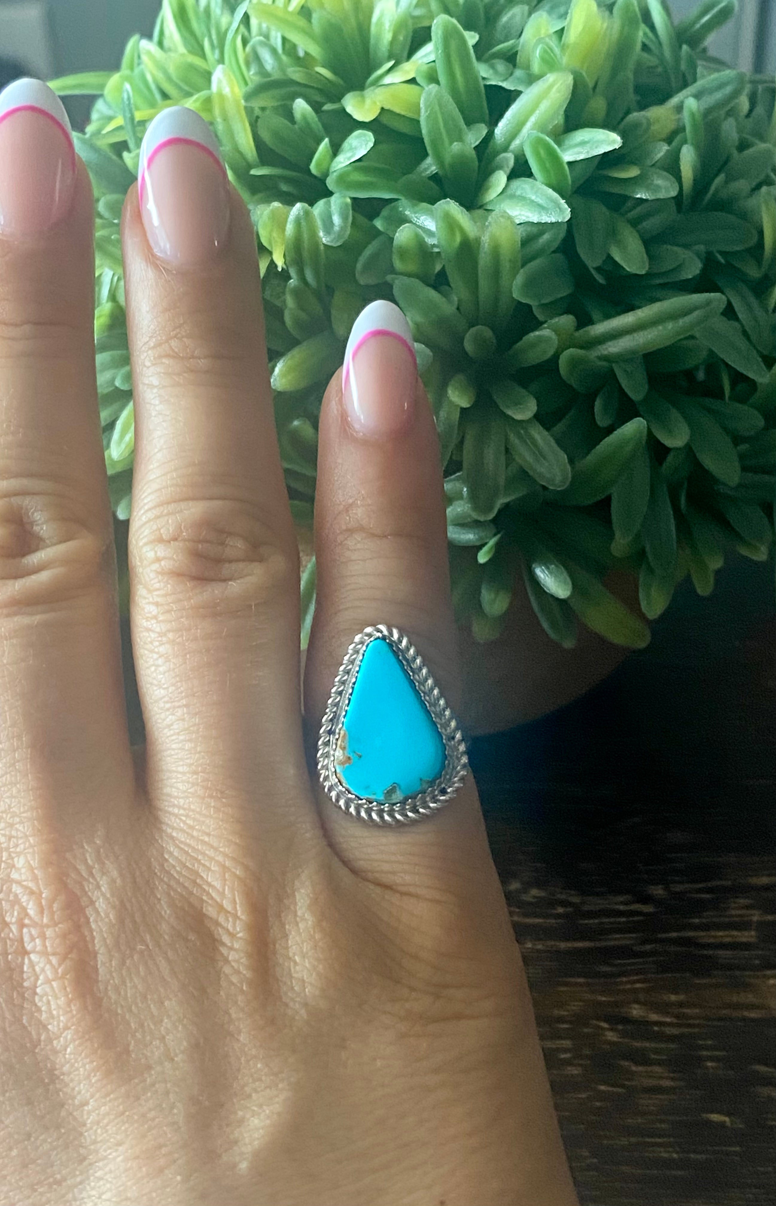 Reda Galvan South Hill Turquoise & Sterling Silver Ring Size 5.5