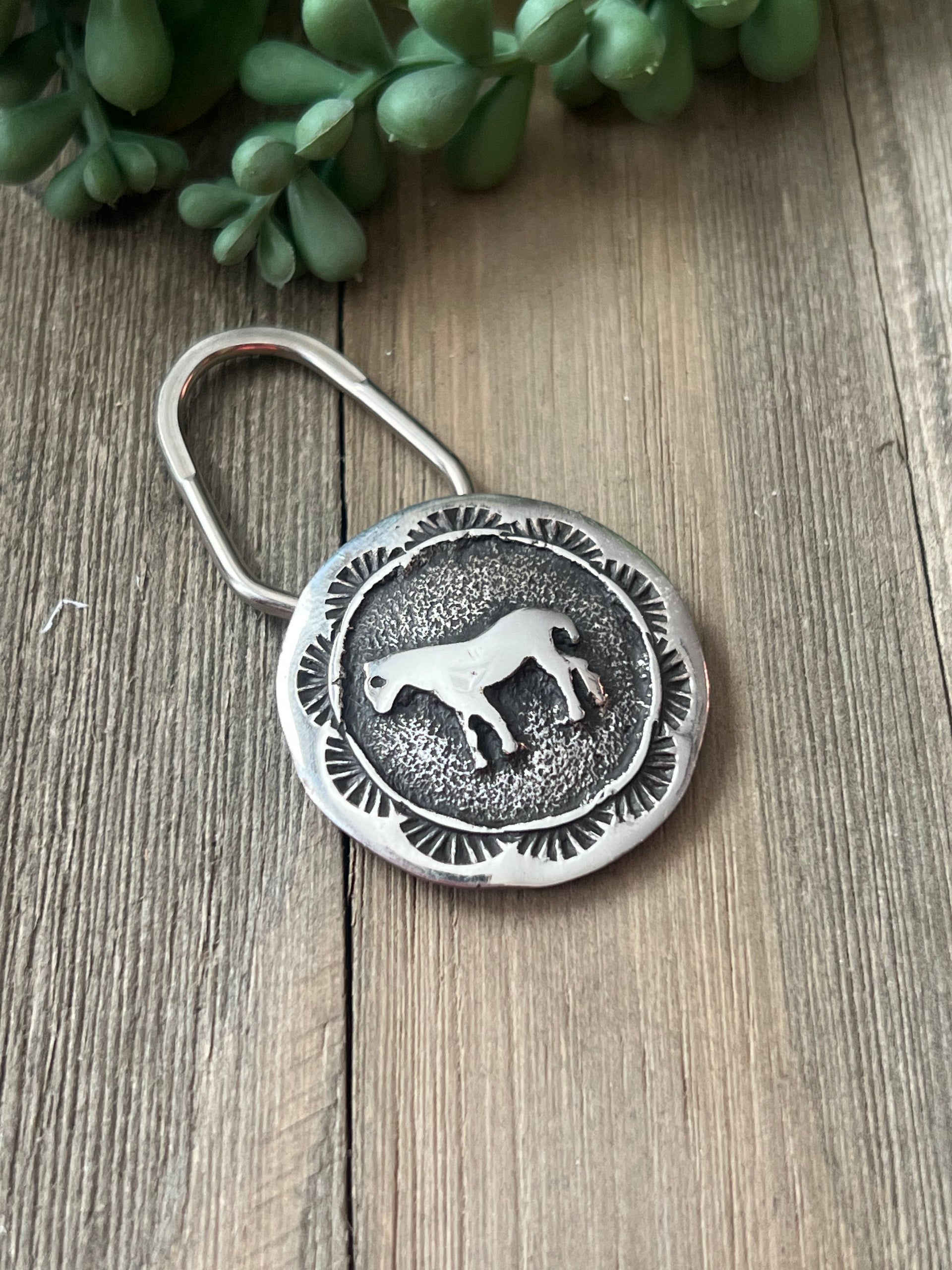 Navajo Made Sterling Silver Horse Key Chain