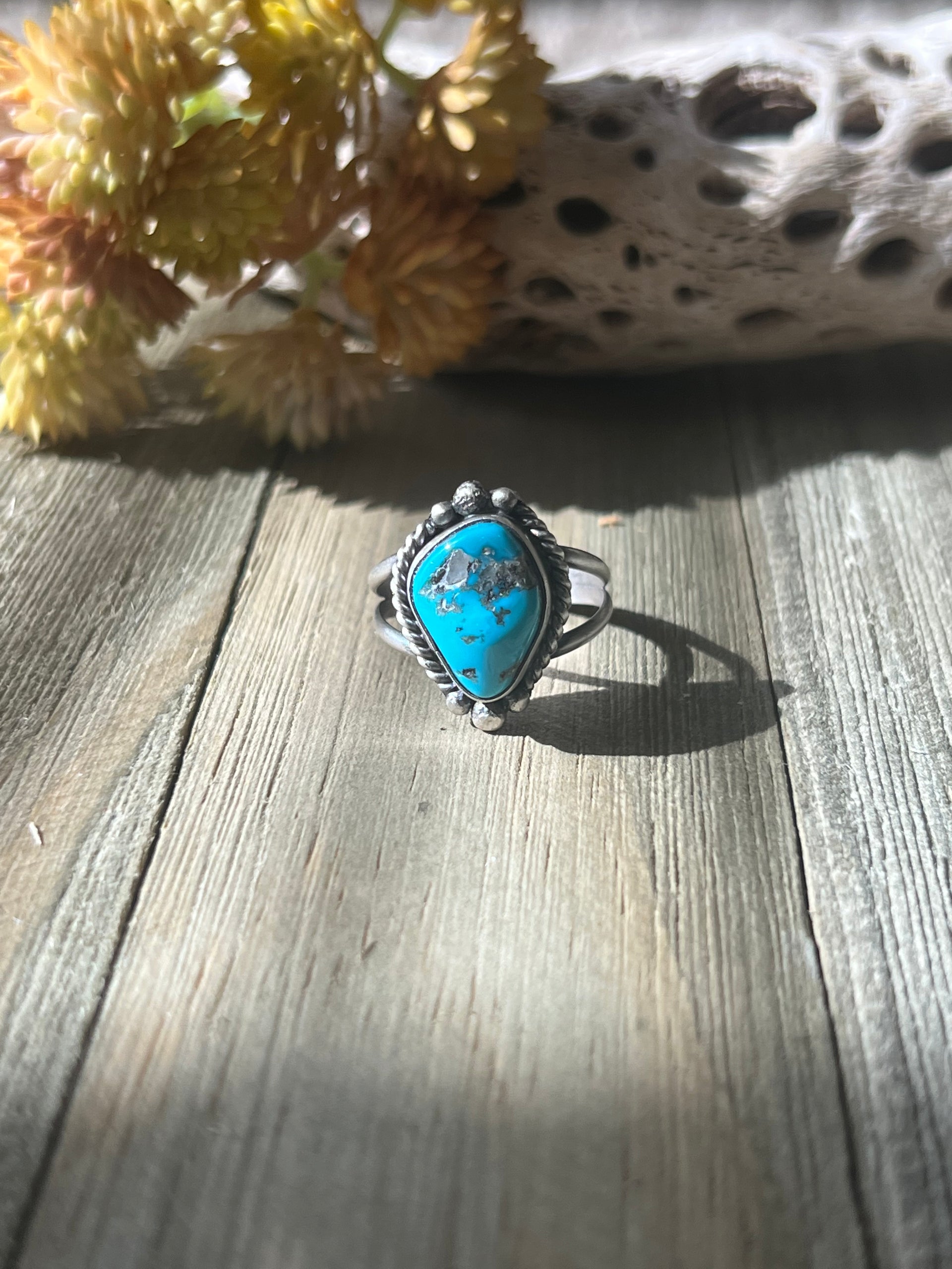 Scott Skeets Kingman Turquoise & Sterling Silver Ring Size 9.25