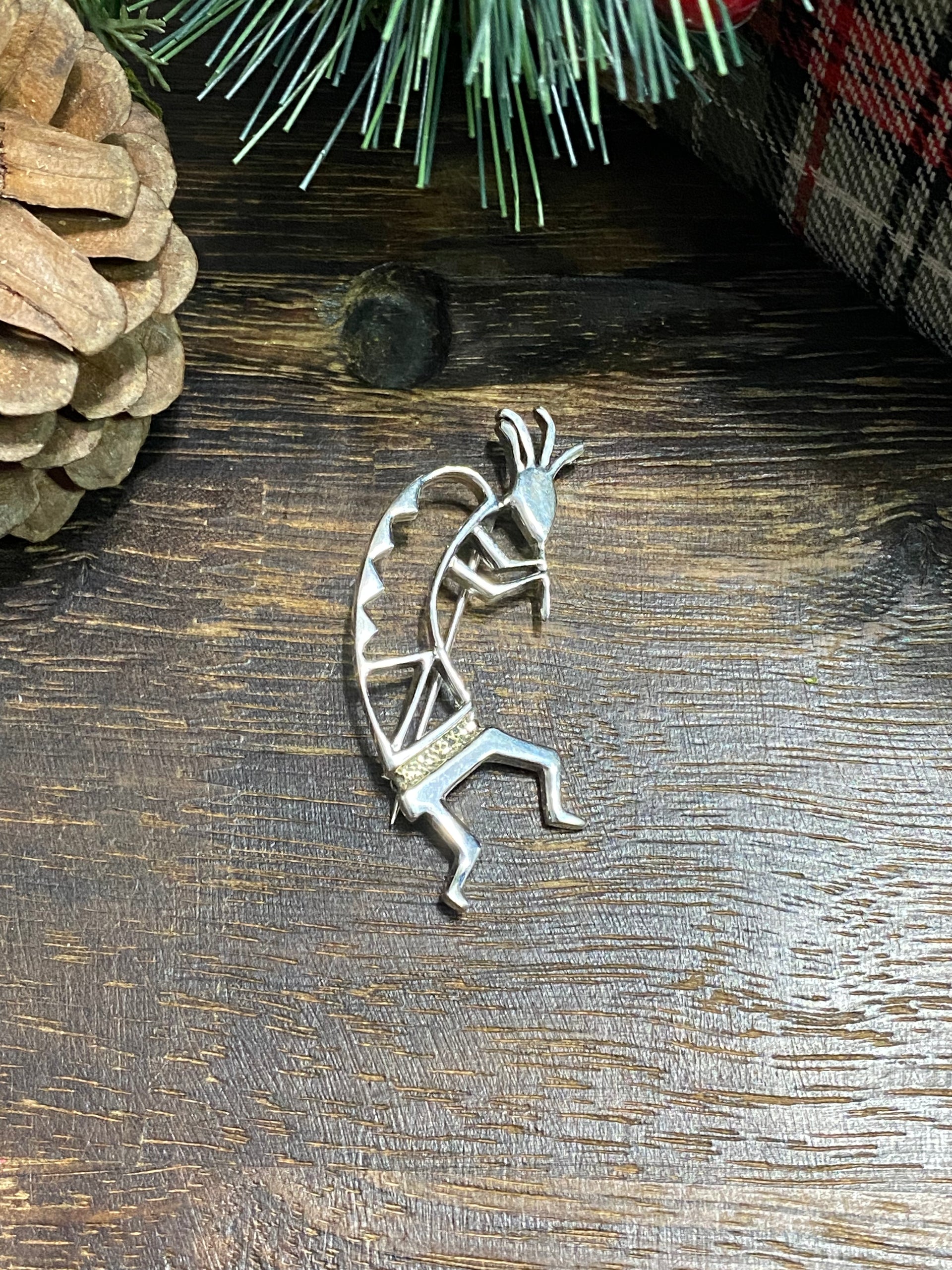 Navajo Made Sterling Silver Kokopelli Pin