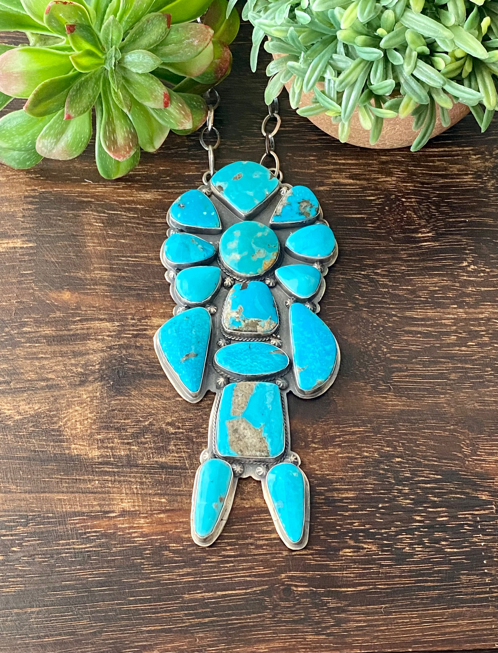 Steven Nez Kingman Turquoise & Sterling Silver Kokopelli Necklace