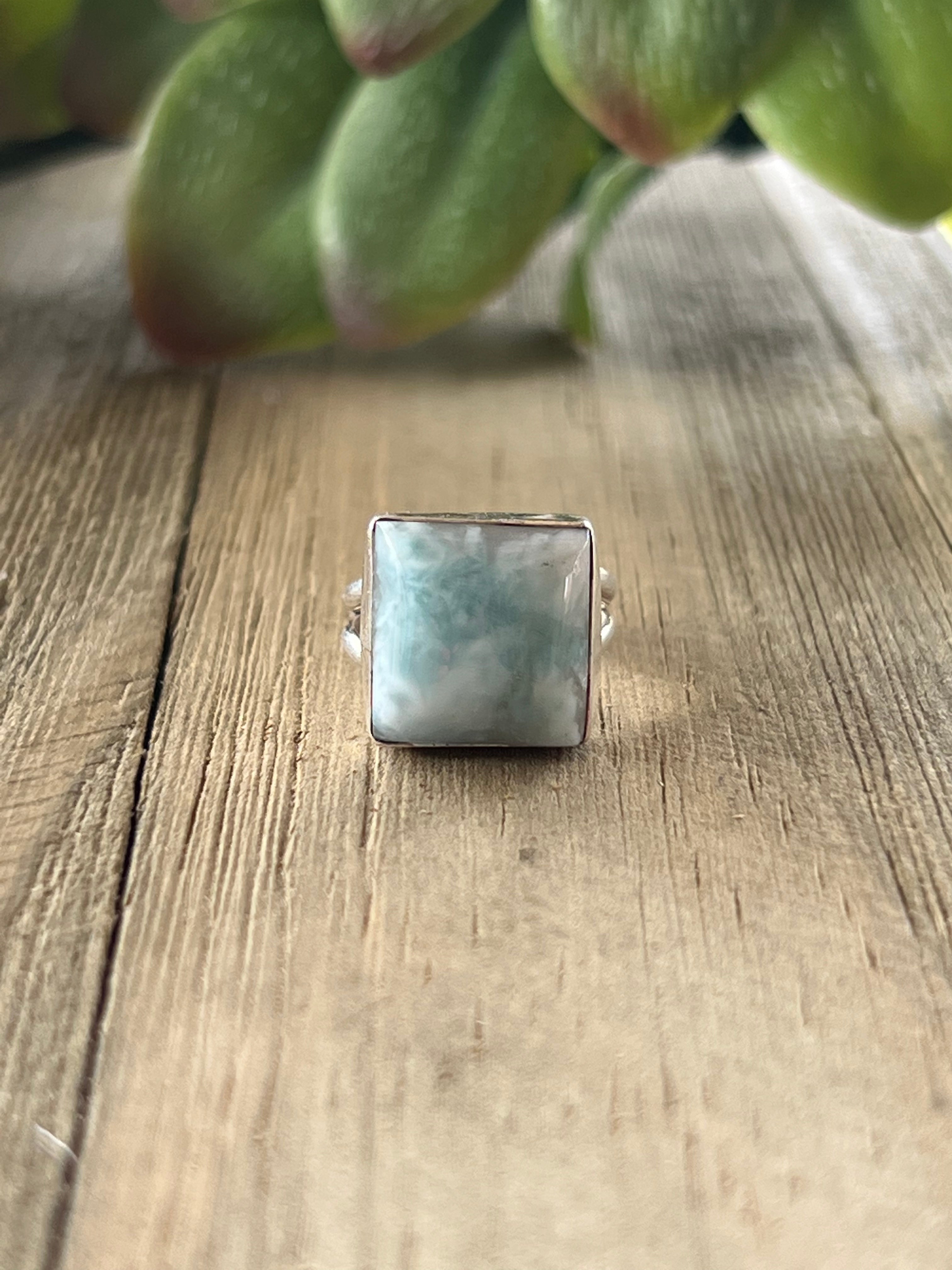 Navajo Made Larimar & Sterling Silver Ring Size 3