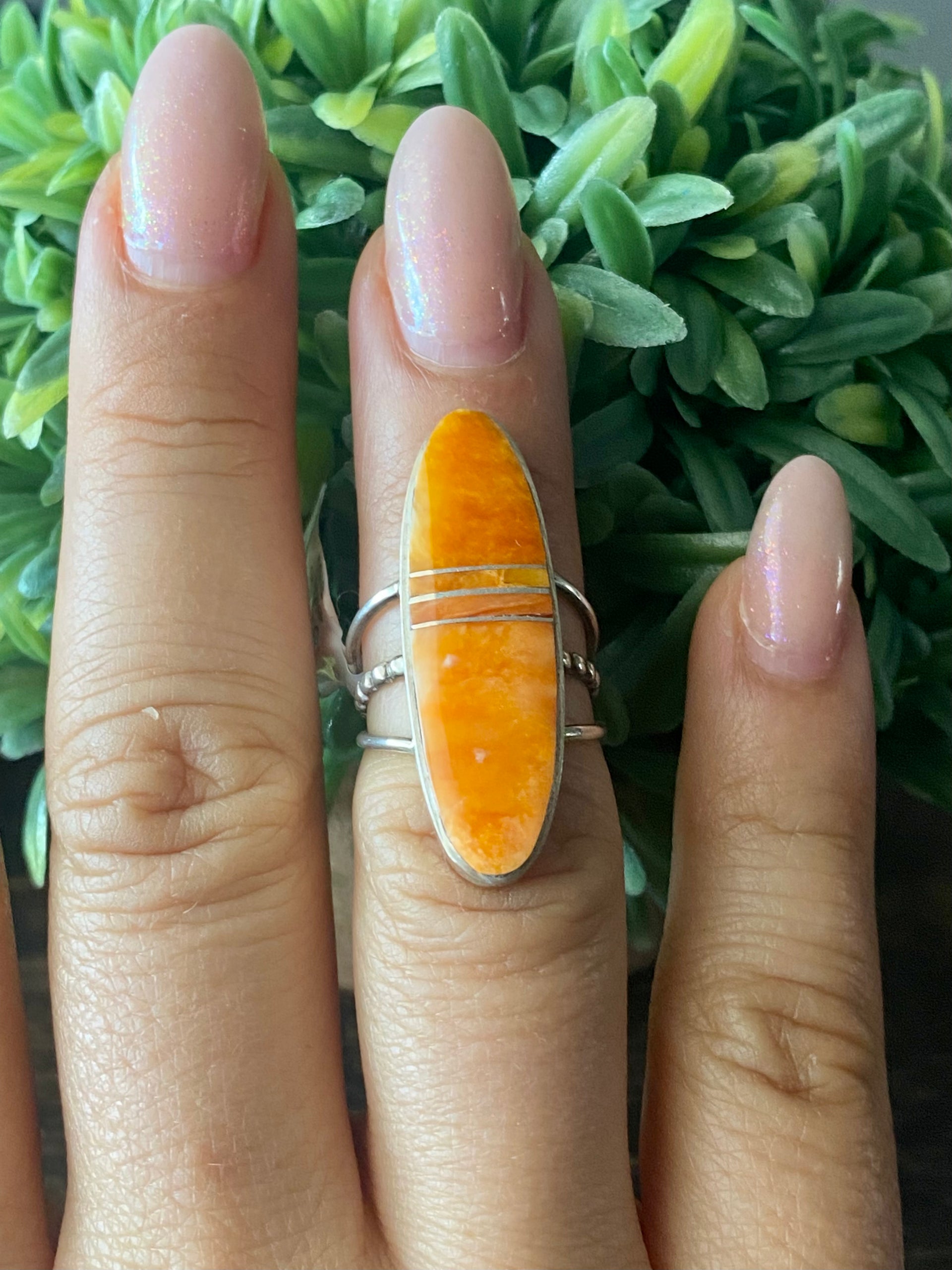 Harold Smith Spiny Oys & Sterling Silver Inlay Ring Size 5.5