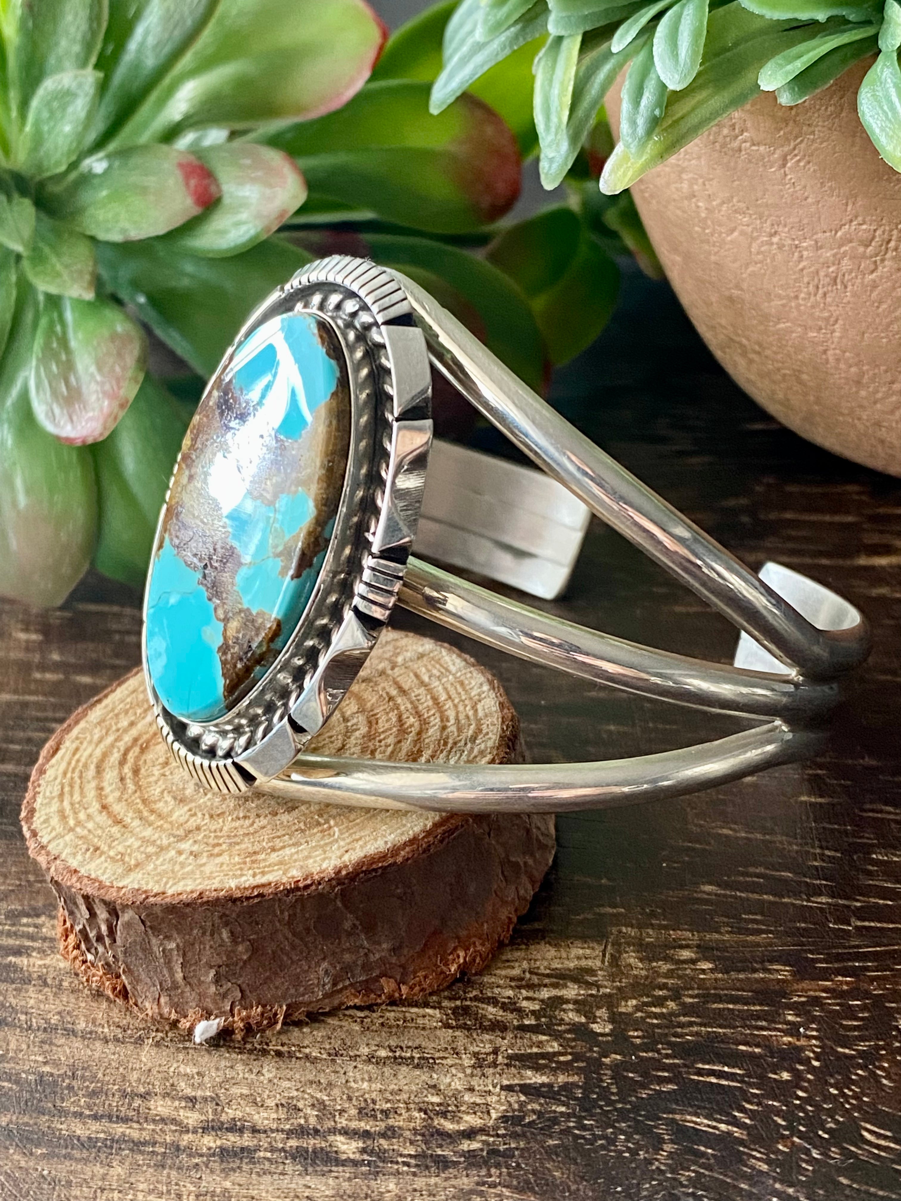 Eddie Secatero #8 Turquoise & Sterling Silver Cuff Bracelet