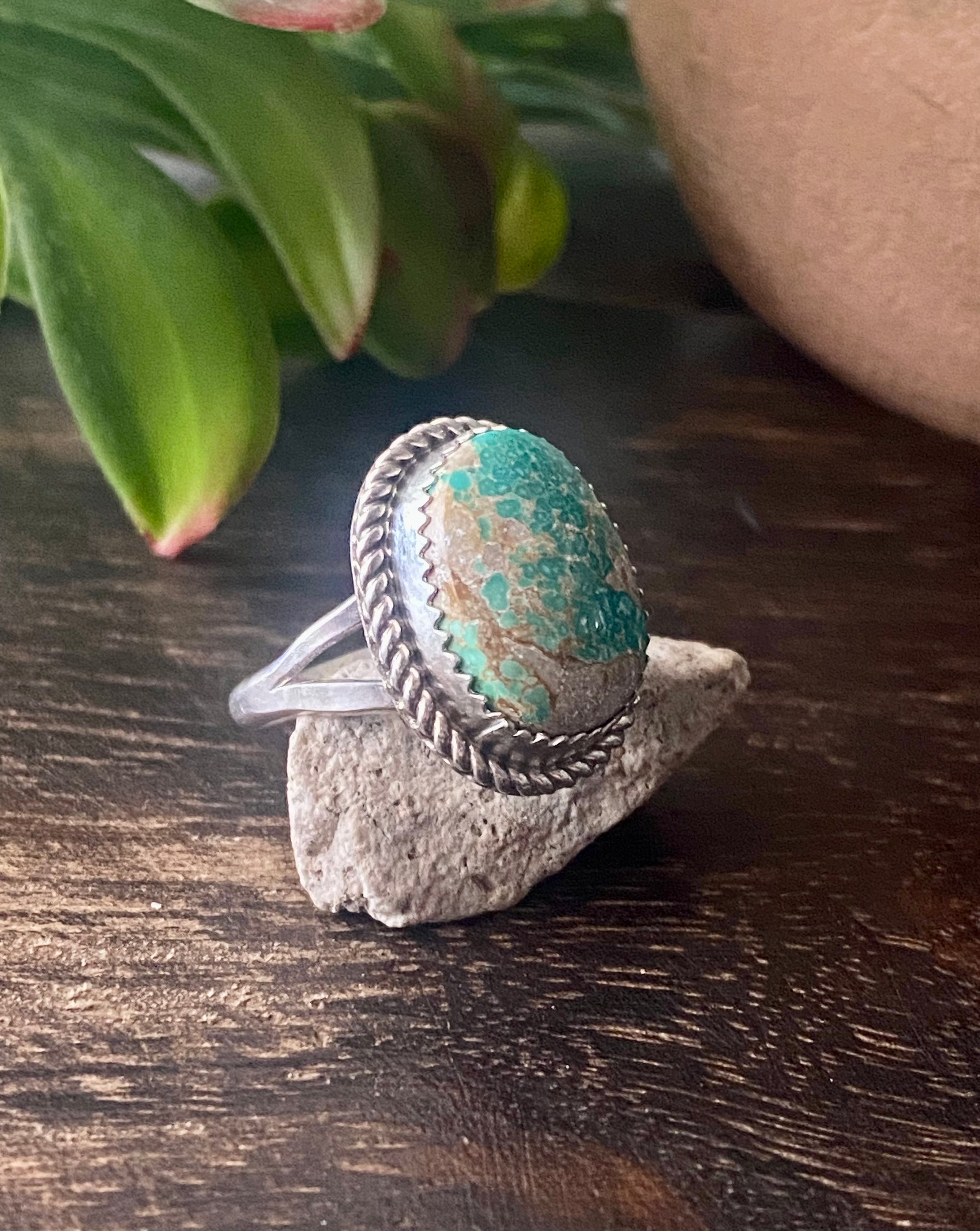 Reda Galvan Sonoran Mountain Turquoise & Sterling Silver Ring Size 8