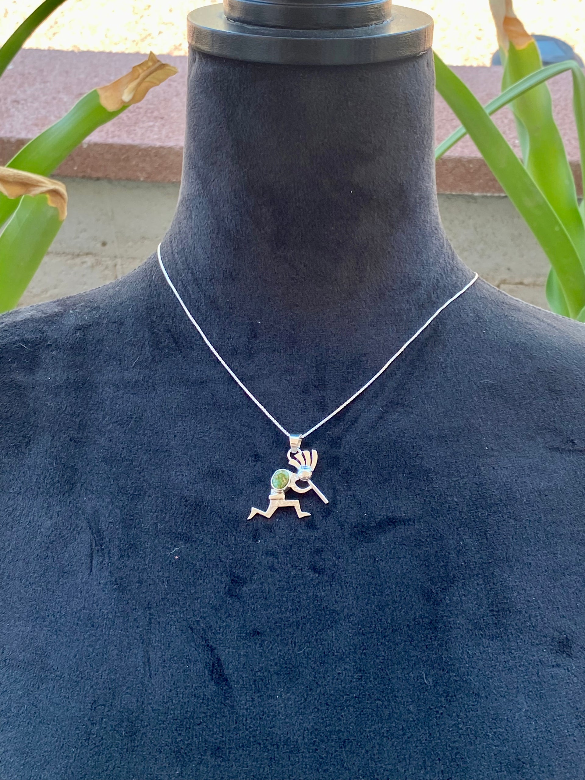 Allen Lee Sonoran Gold Turquoise & Sterling Silver Kokopelli Necklace