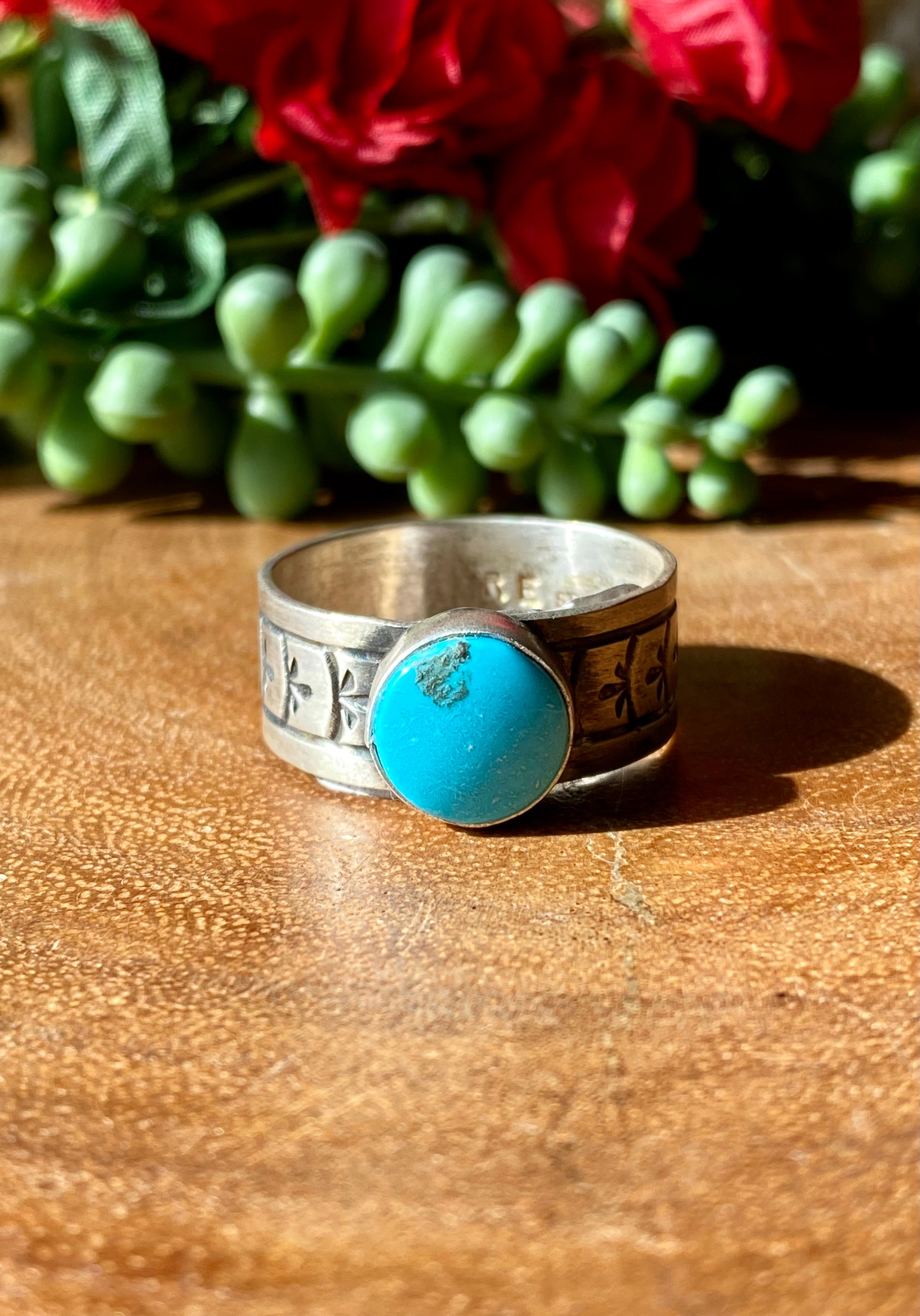 Rick Enriquez Kingman Turquoise & Sterling Silver Ring Size 14